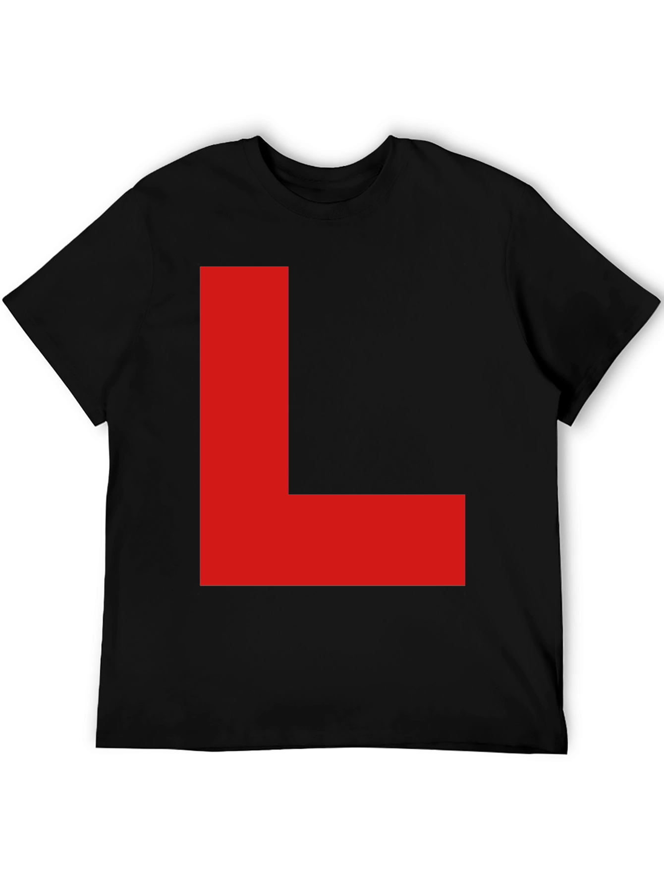 Red L on Black T-Shirt
