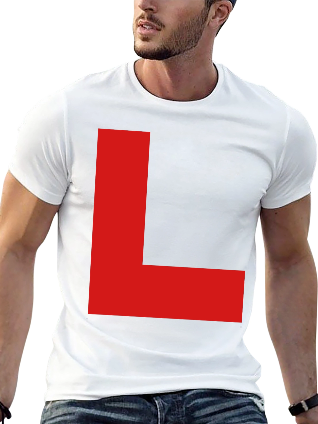 Red L on Black T-Shirt