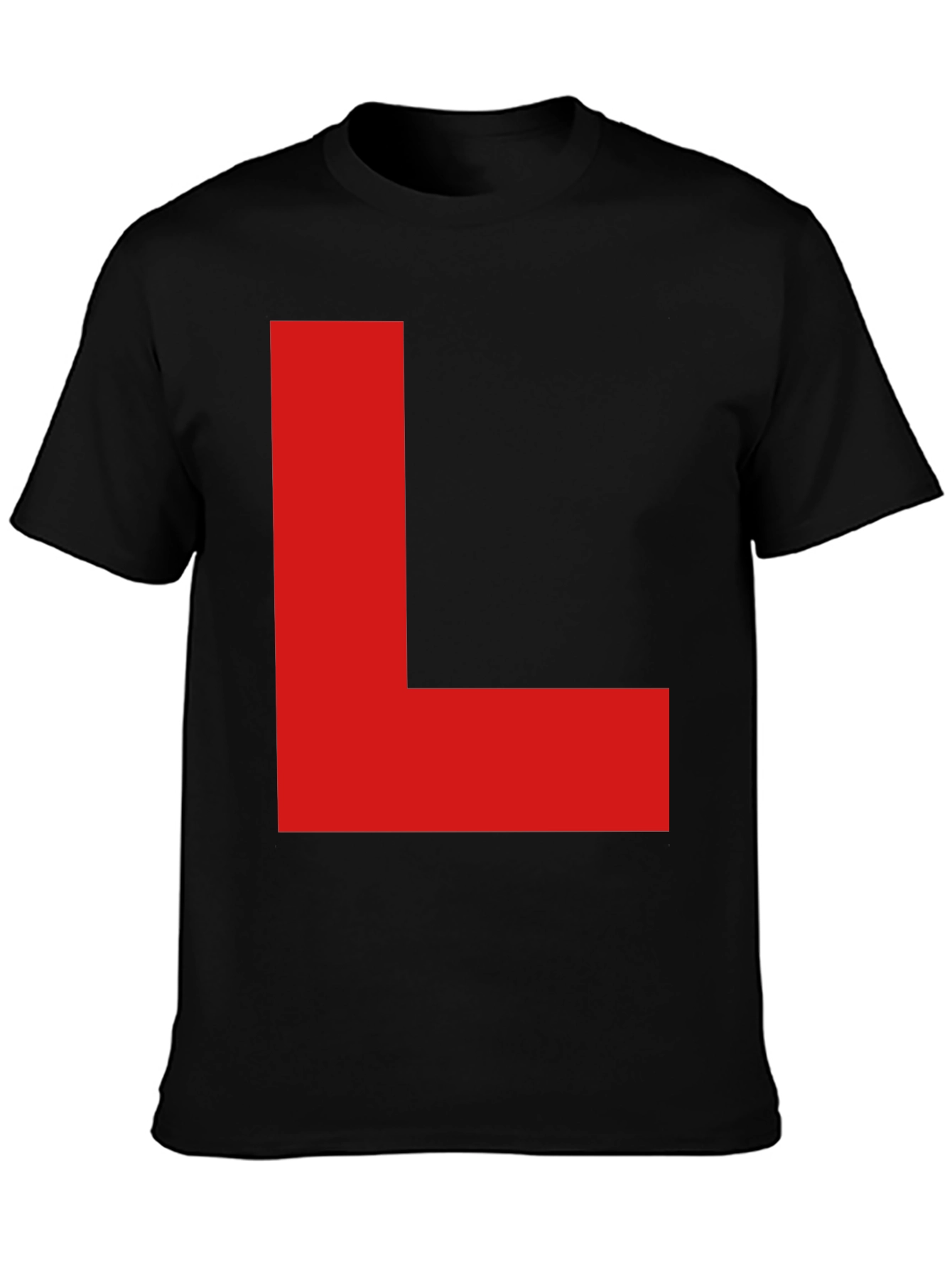 Red L on Black T-Shirt