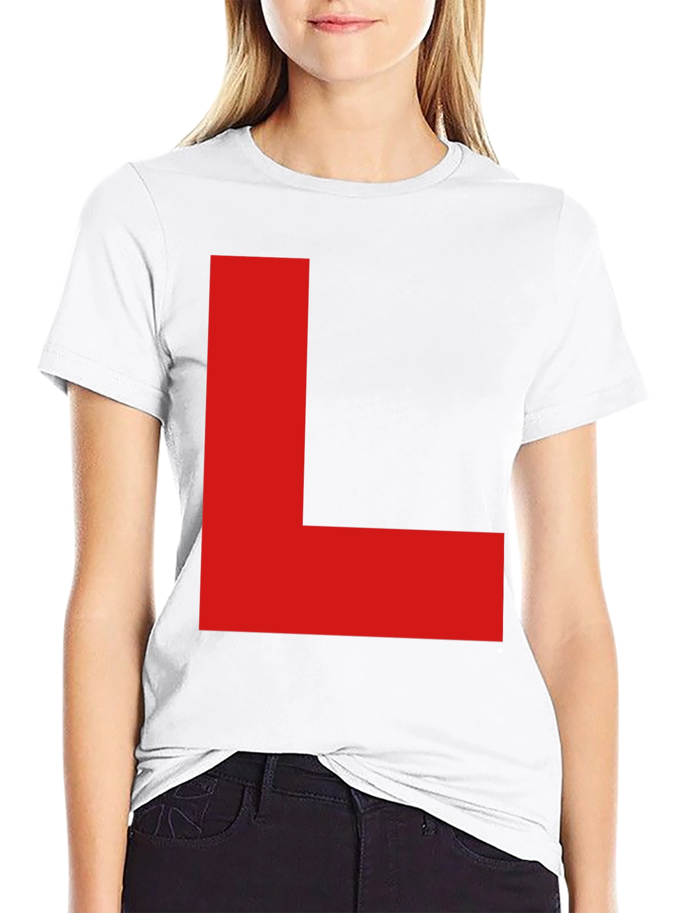 Red L on Black T-Shirt