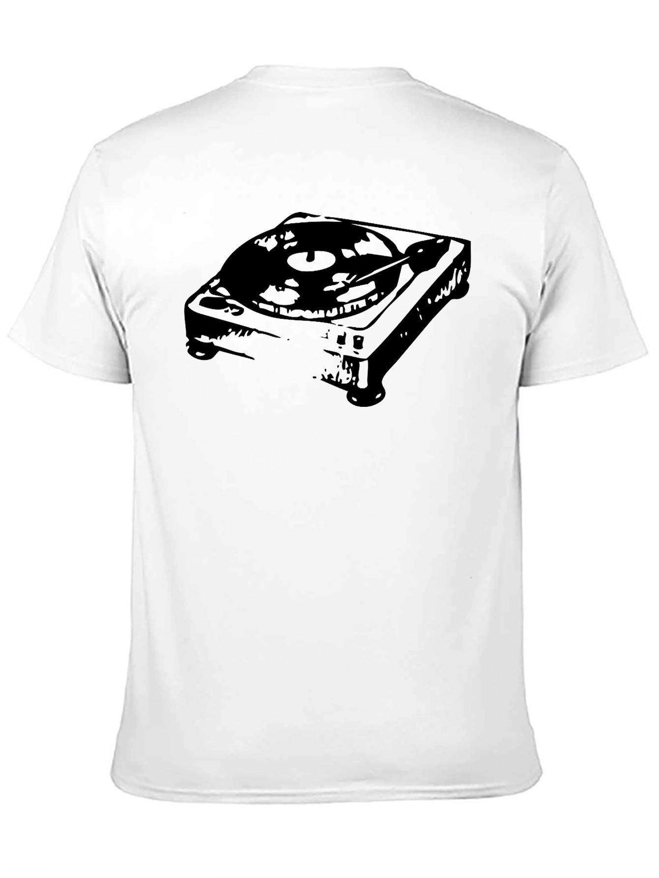 Retro Turntable Graphic Tee - Black Cotton Blend