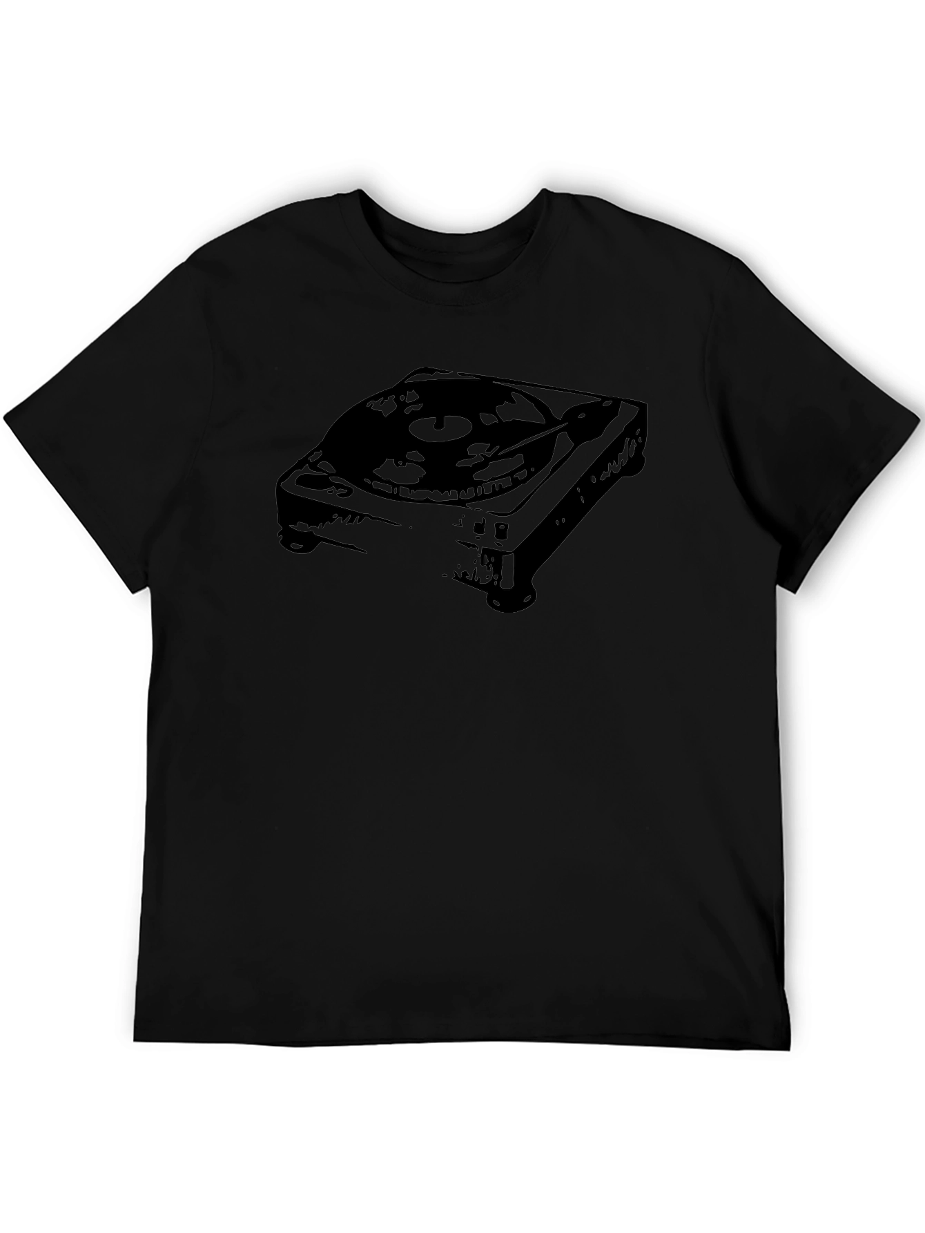 Retro Turntable Graphic Tee - Black Cotton Blend