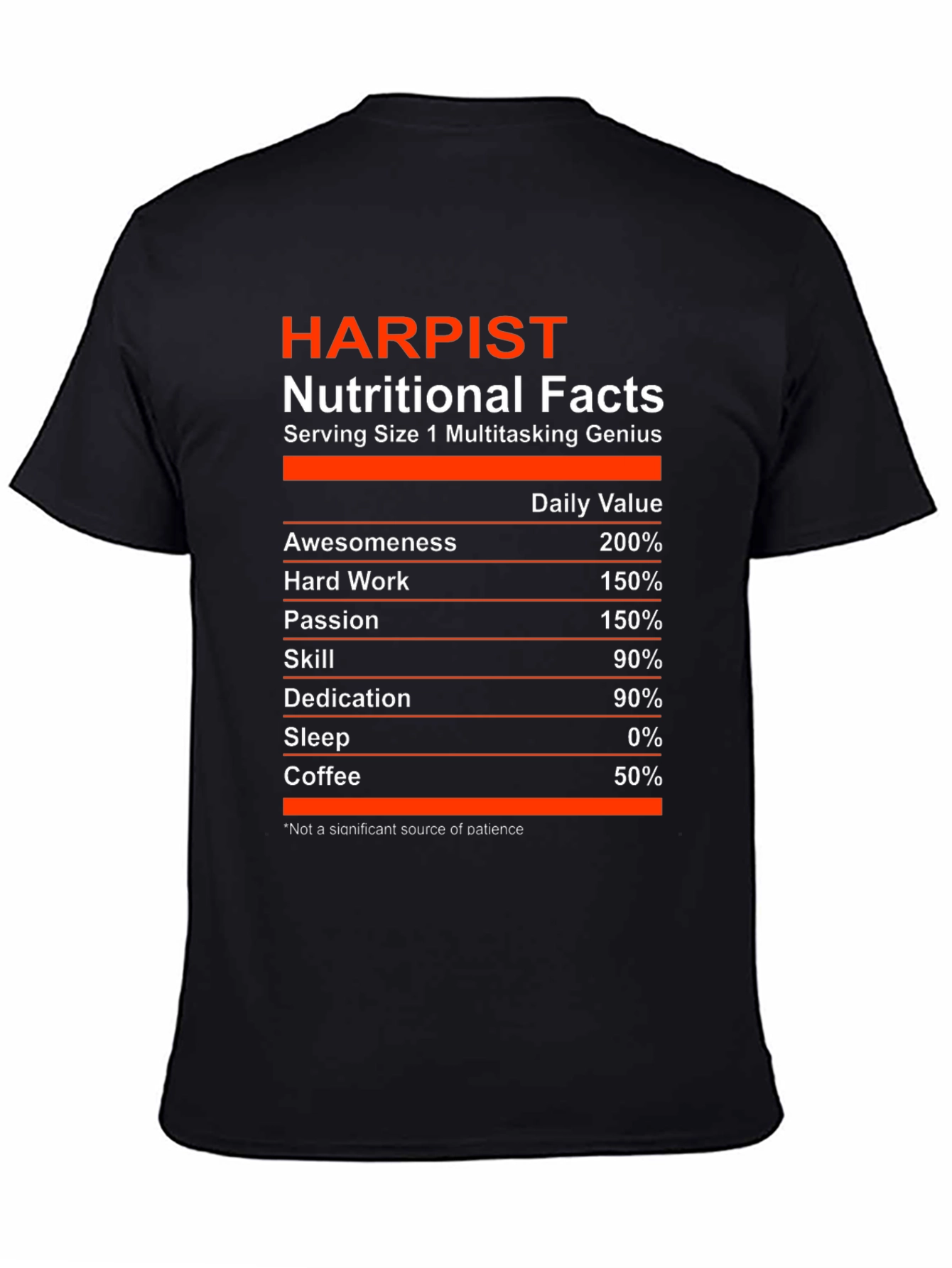 Harpist Nutritional Facts T-Shirt