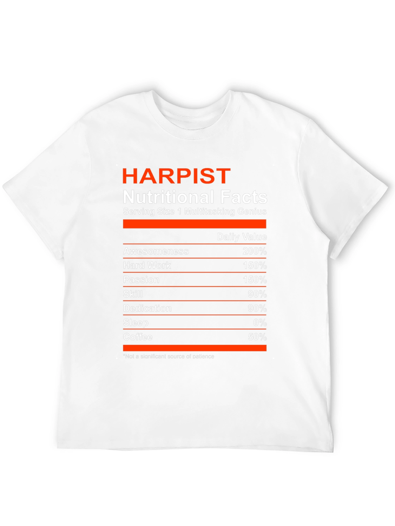 Harpist Nutritional Facts T-Shirt