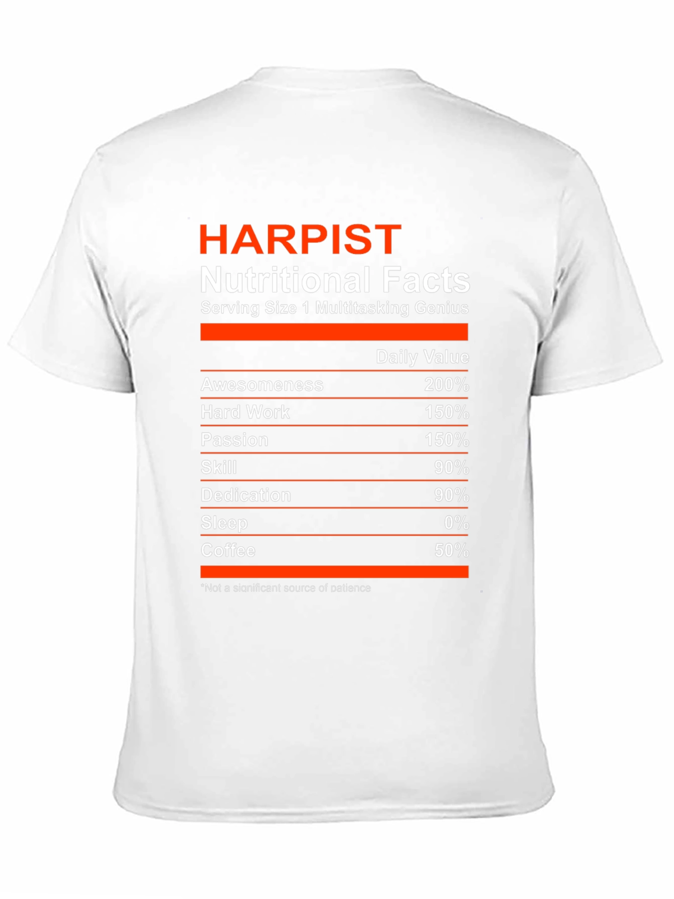 Harpist Nutritional Facts T-Shirt