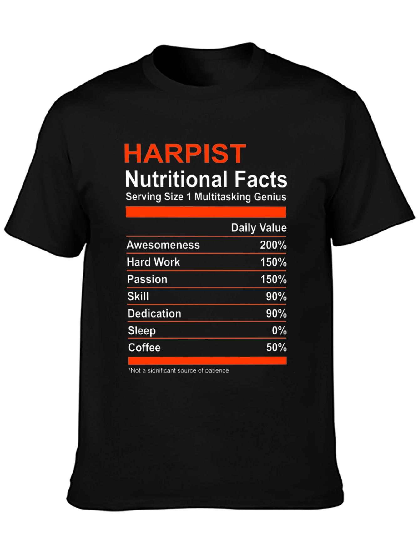 Harpist Nutritional Facts T-Shirt