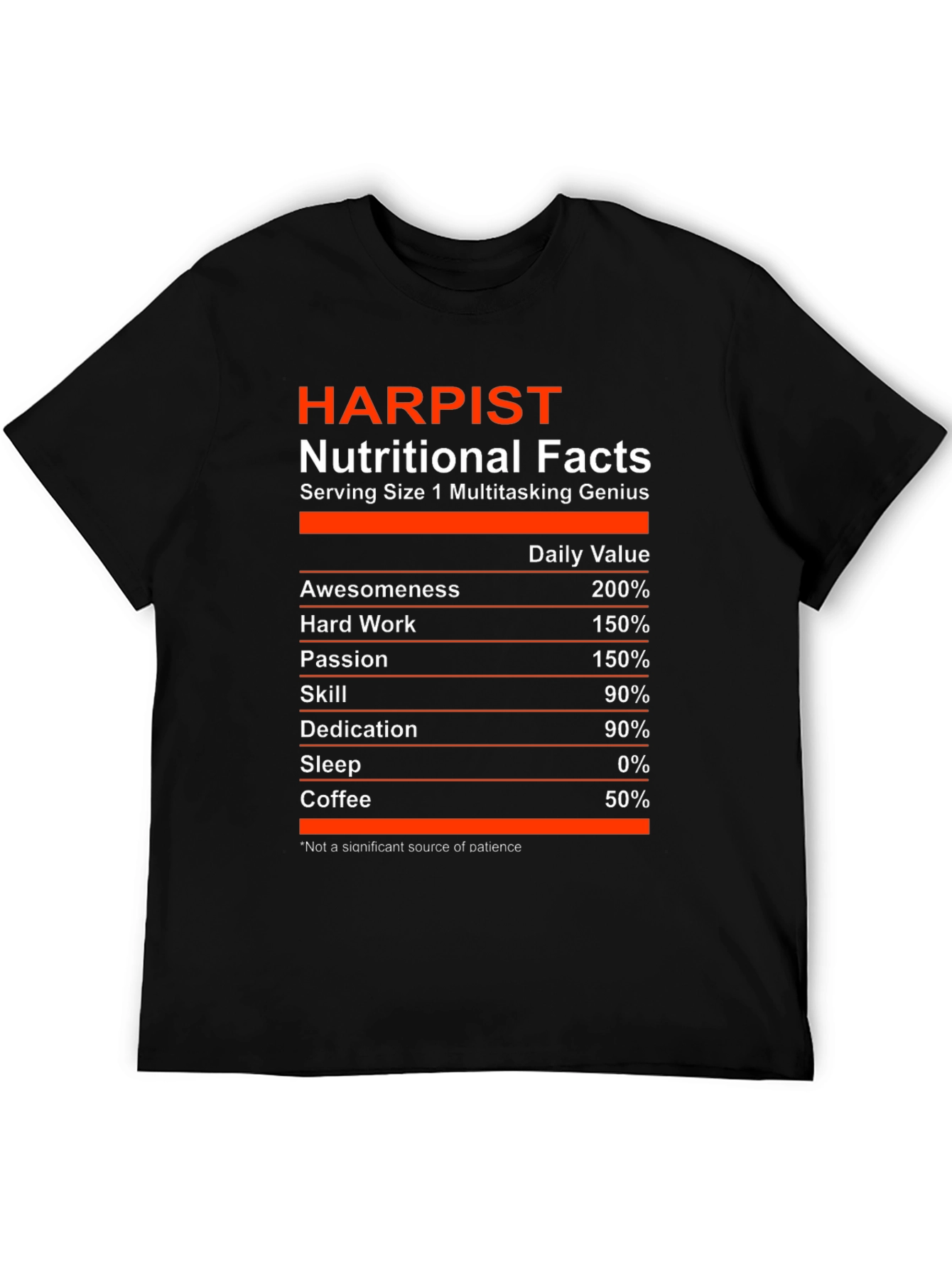 Harpist Nutritional Facts T-Shirt