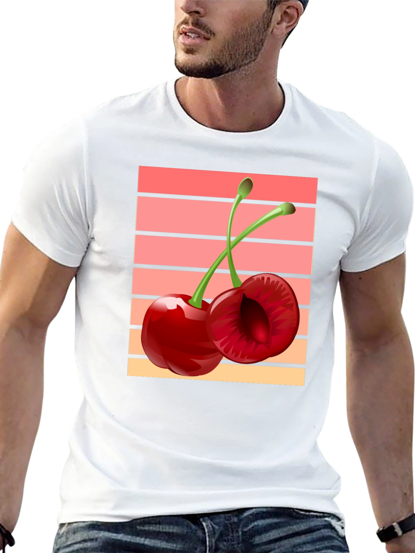 Retro Cherry Graphic Black T-Shirt