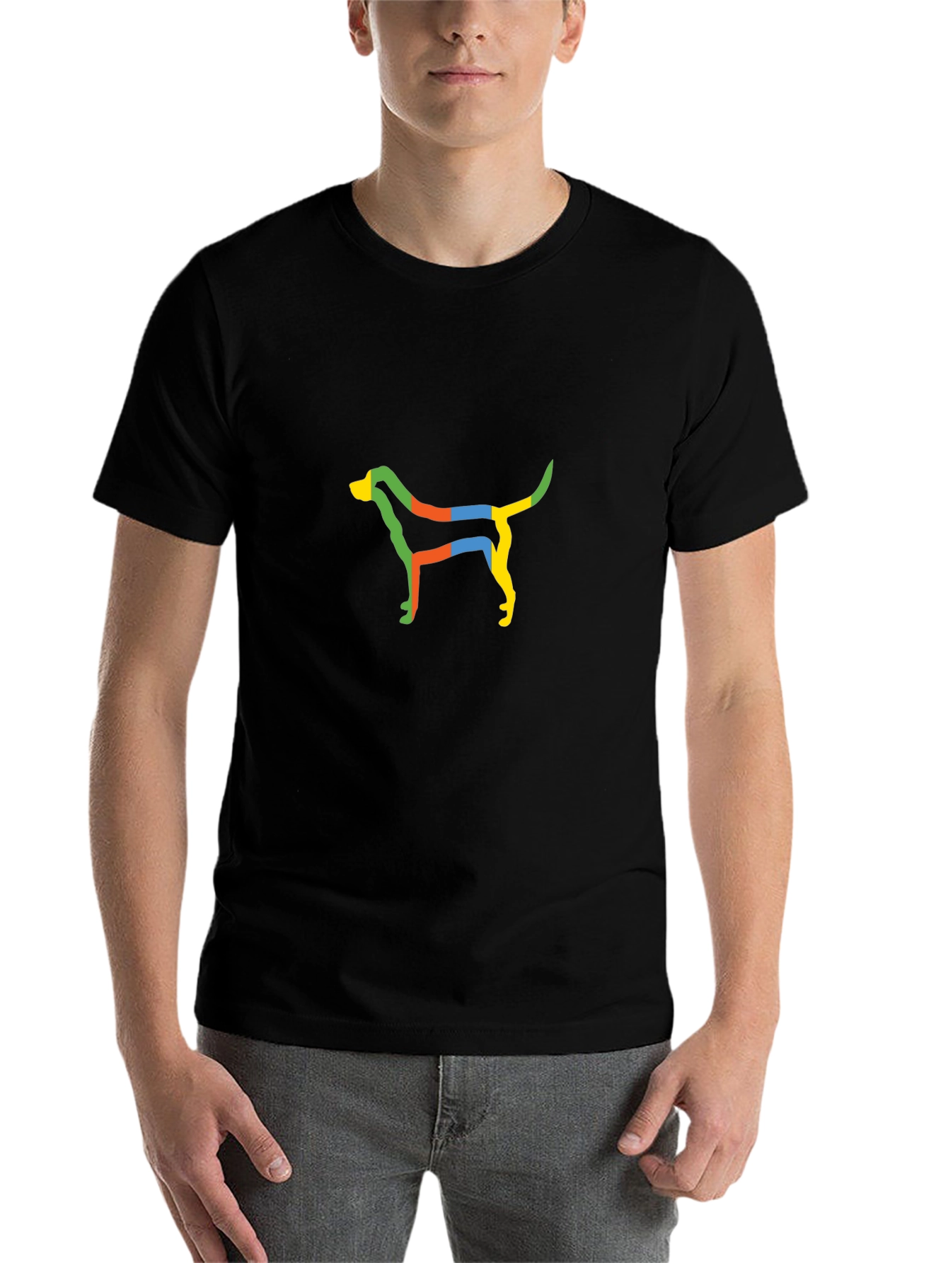 Modern Art Dog Tee - Black Cotton T-Shirt