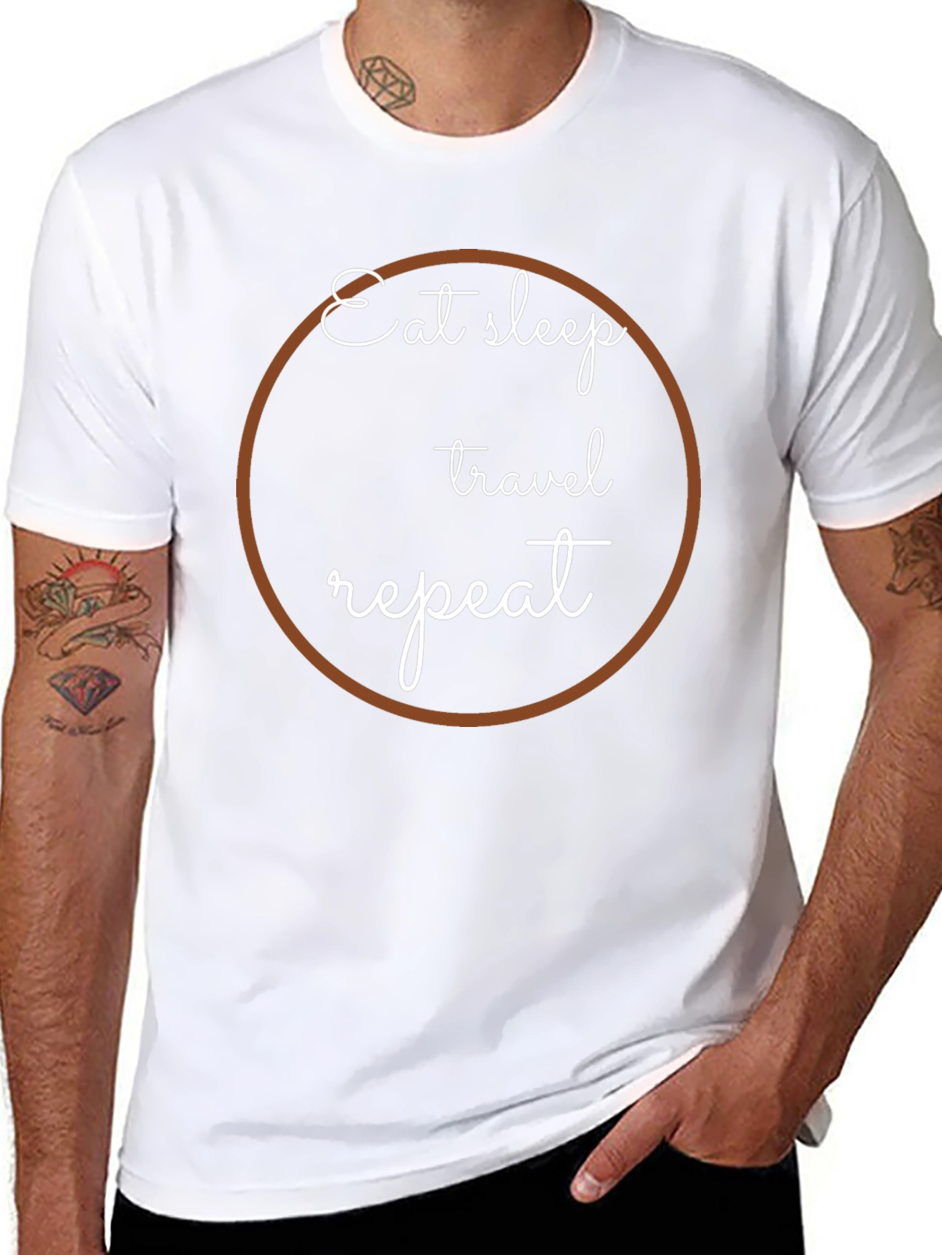 Eat Sleep Travel Repeat Graphic Tee - Black
