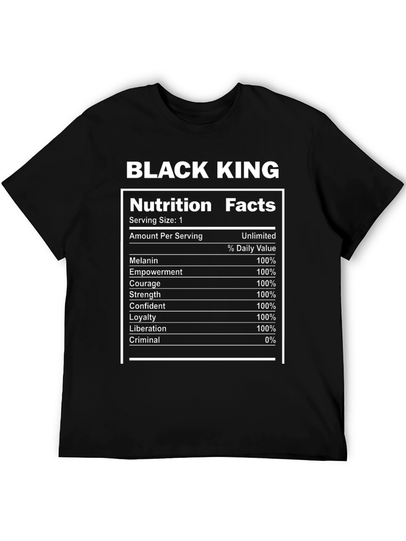 Black King Nutrition Facts T-Shirt