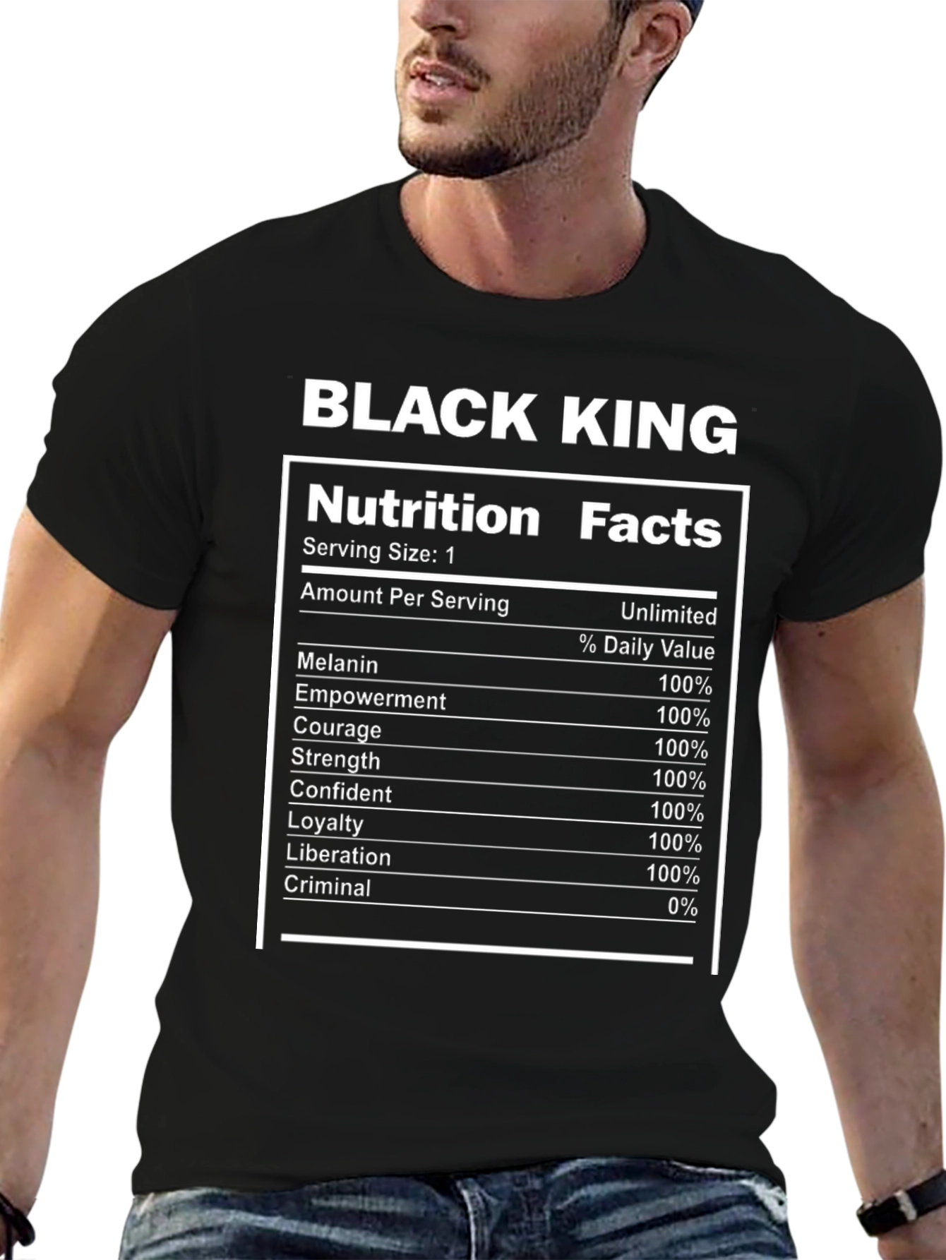 Black King Nutrition Facts T-Shirt