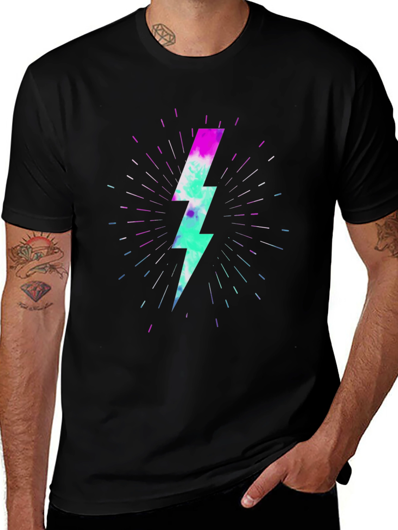 Lightning Bolt Graphic Black T-Shirt