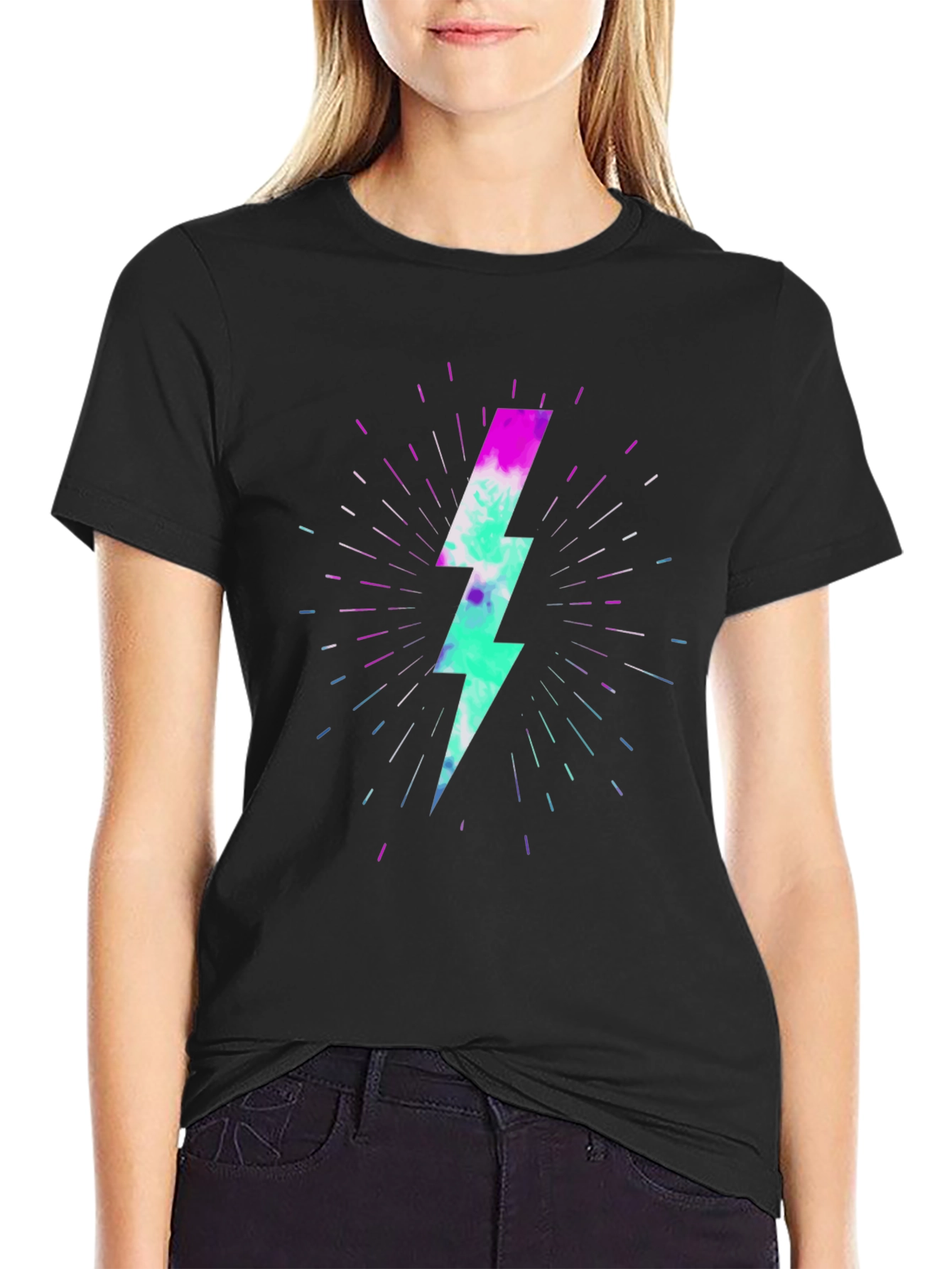 Lightning Bolt Graphic Black T-Shirt