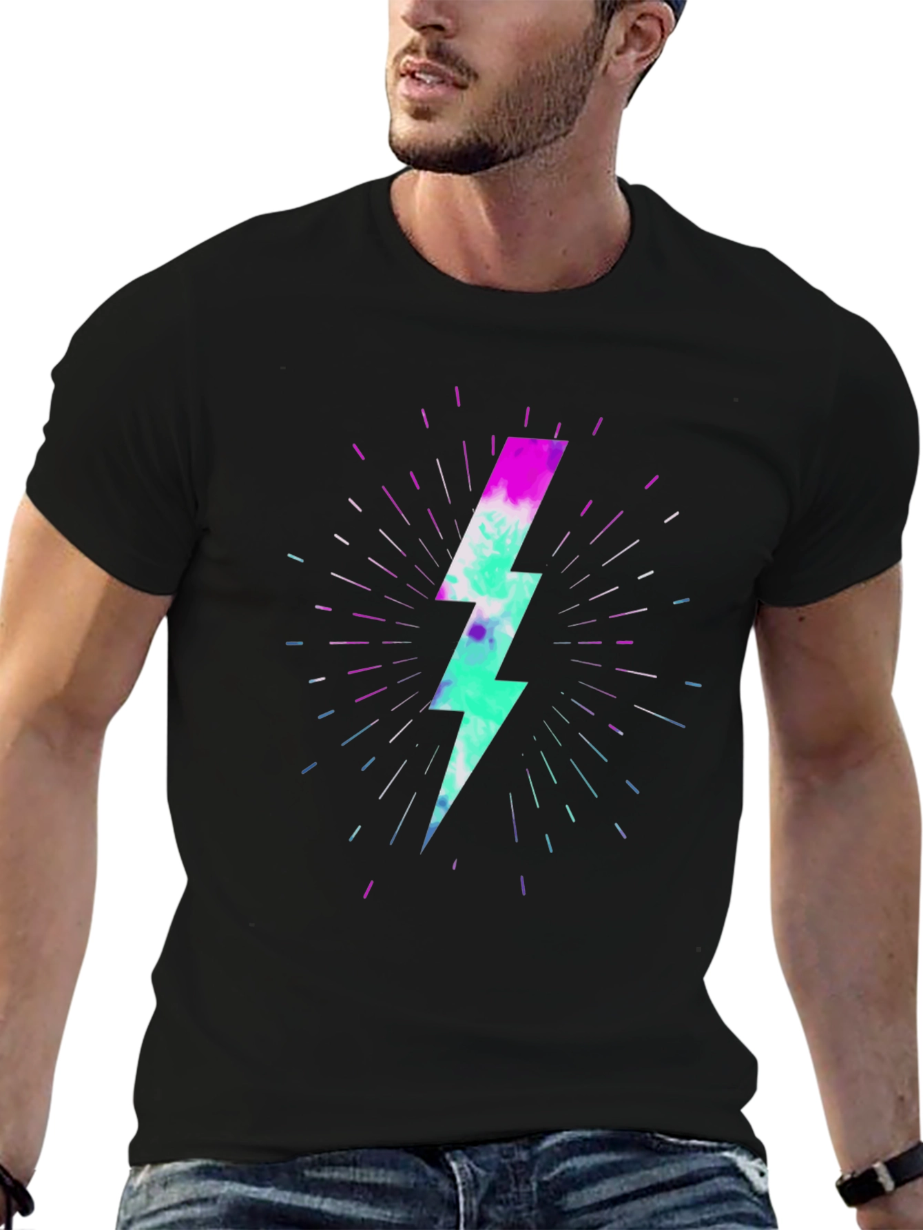 Lightning Bolt Graphic Black T-Shirt