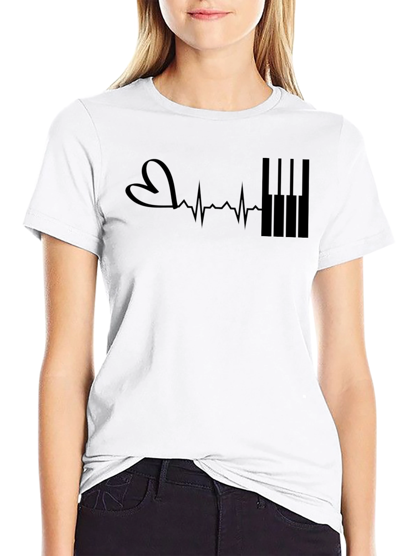 Piano Heartbeat T-Shirt - Music Lover Tee