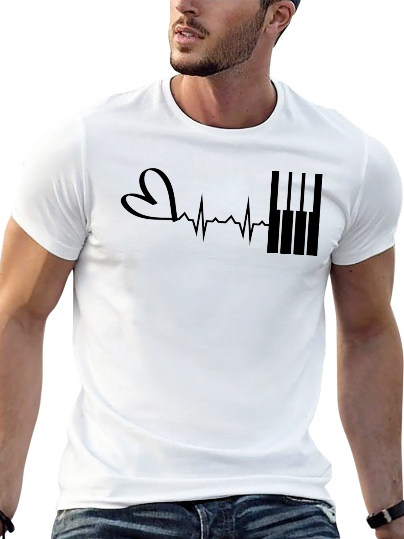 Piano Heartbeat T-Shirt - Music Lover Tee