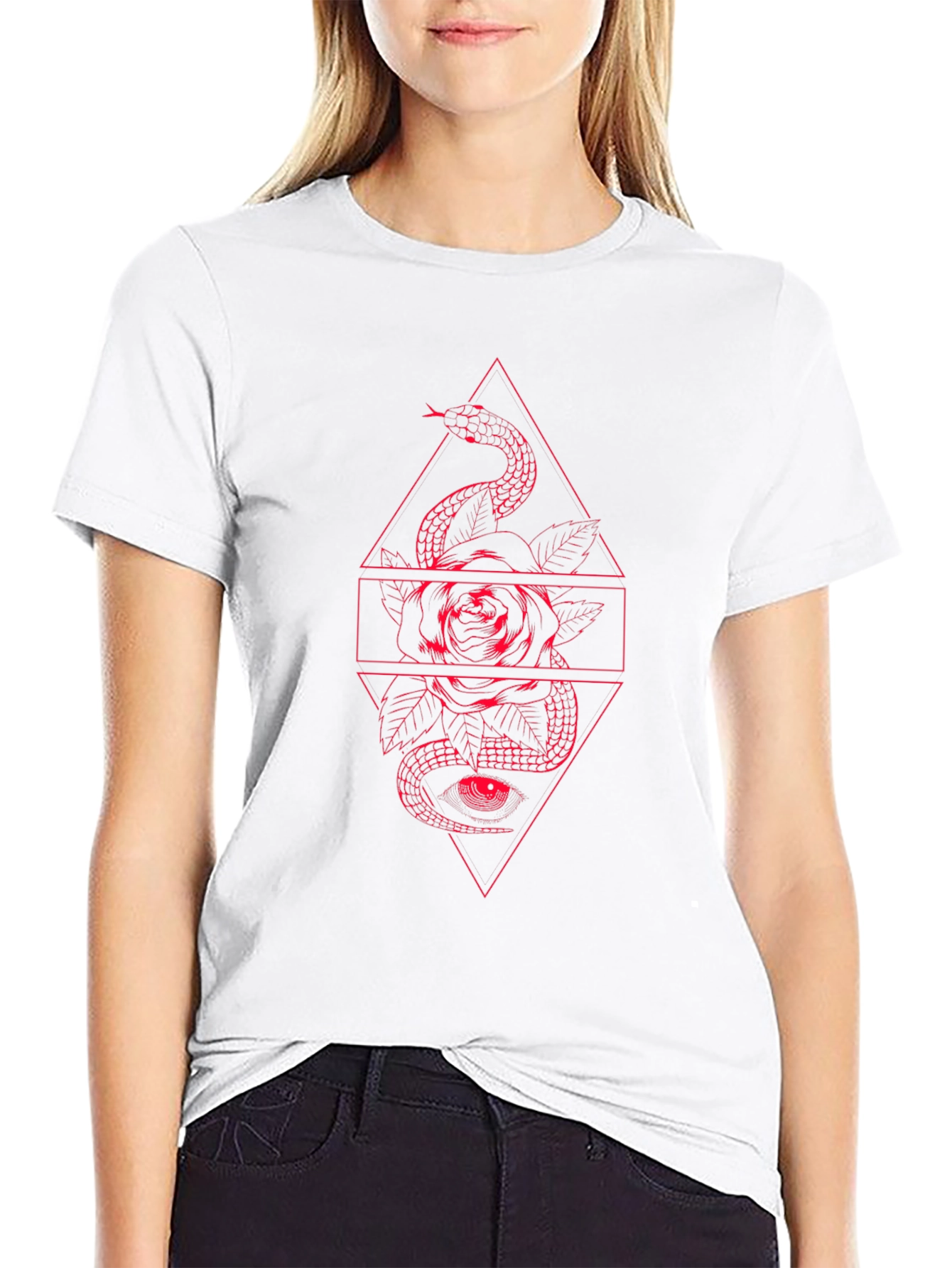 Snake & Rose Graphic Tee - Edgy Black T-Shirt