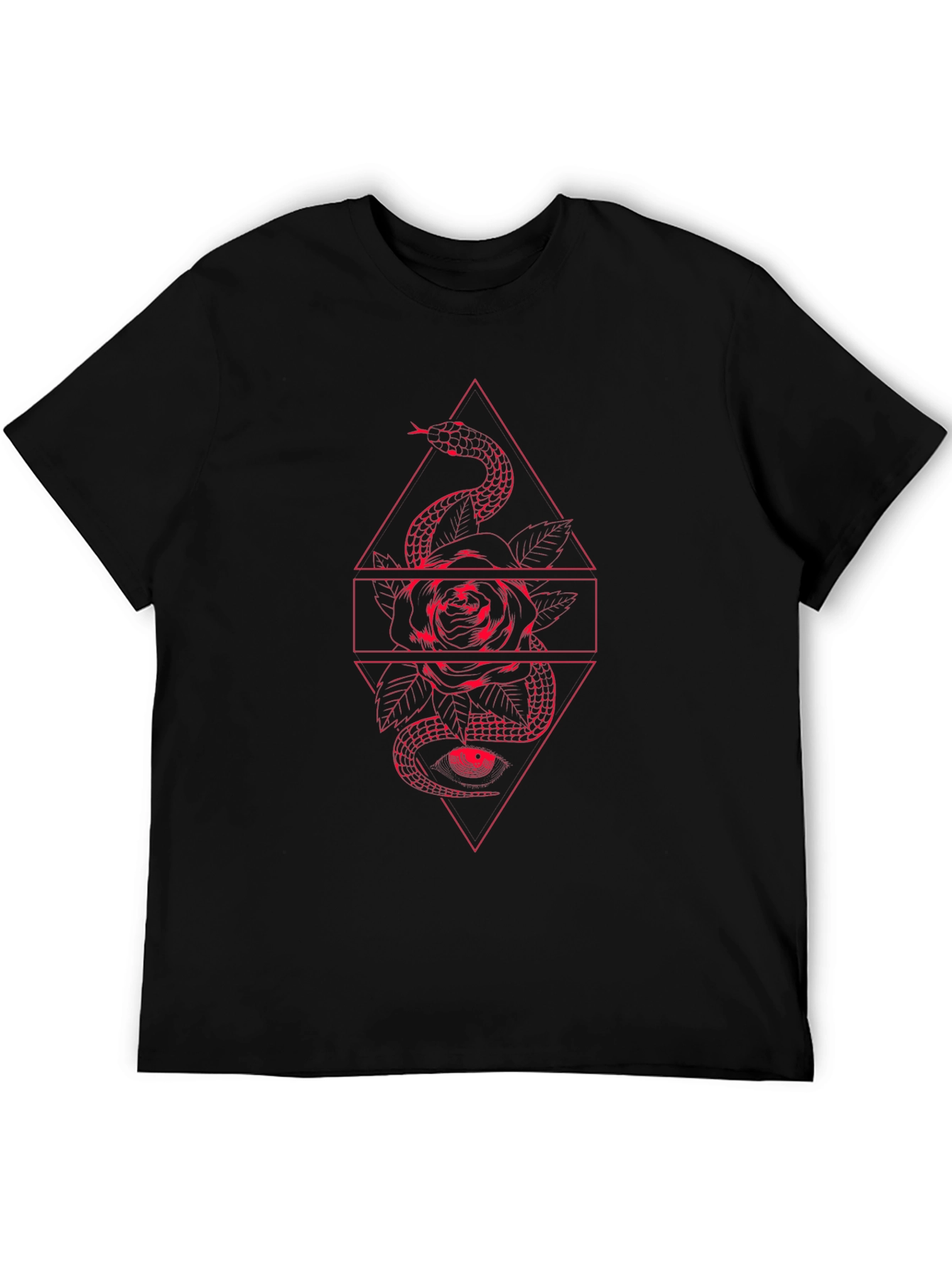 Snake & Rose Graphic Tee - Edgy Black T-Shirt