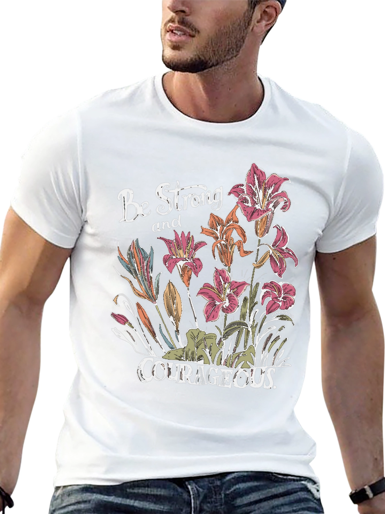 Be Strong & Courageous Floral Graphic Tee
