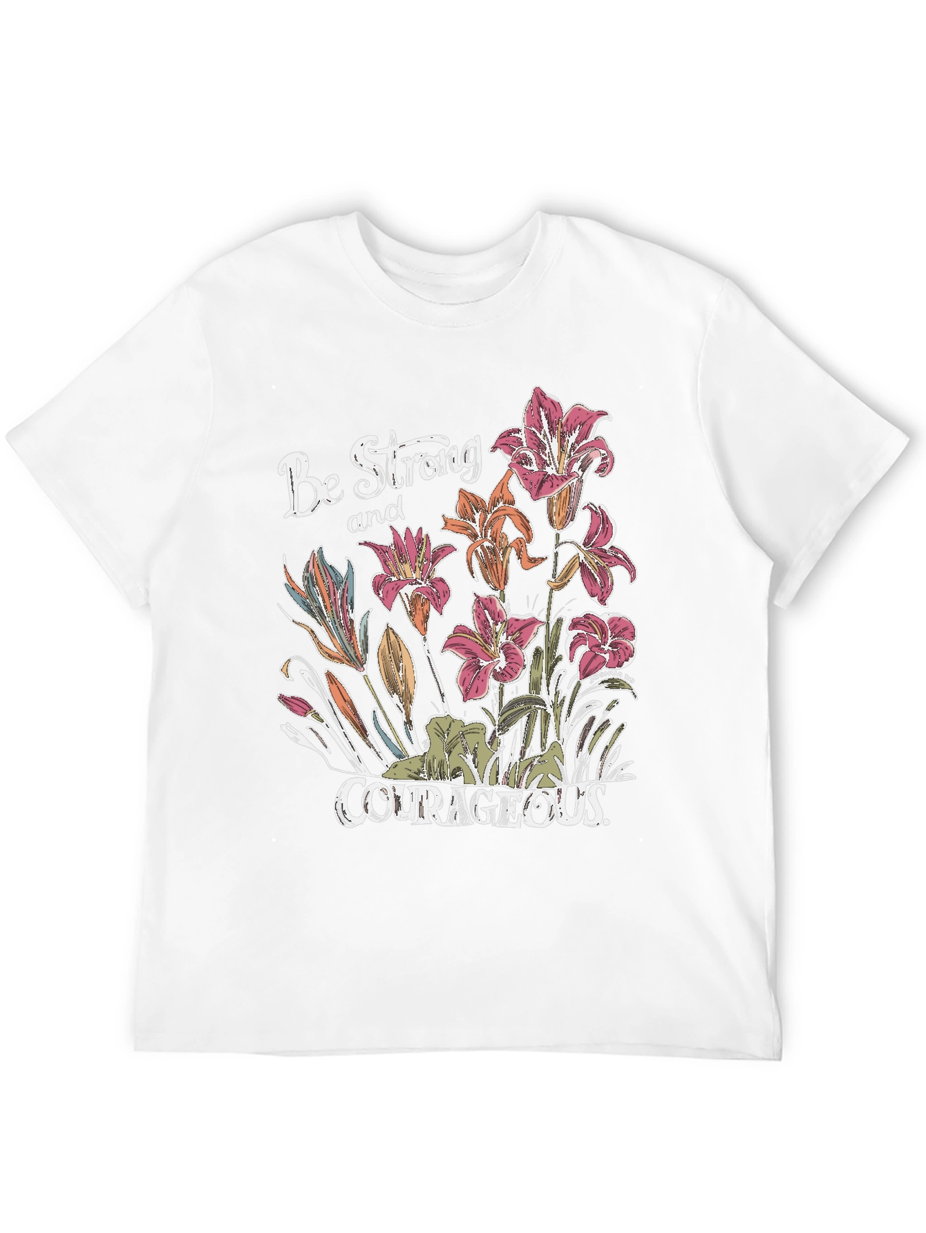 Be Strong & Courageous Floral Graphic Tee