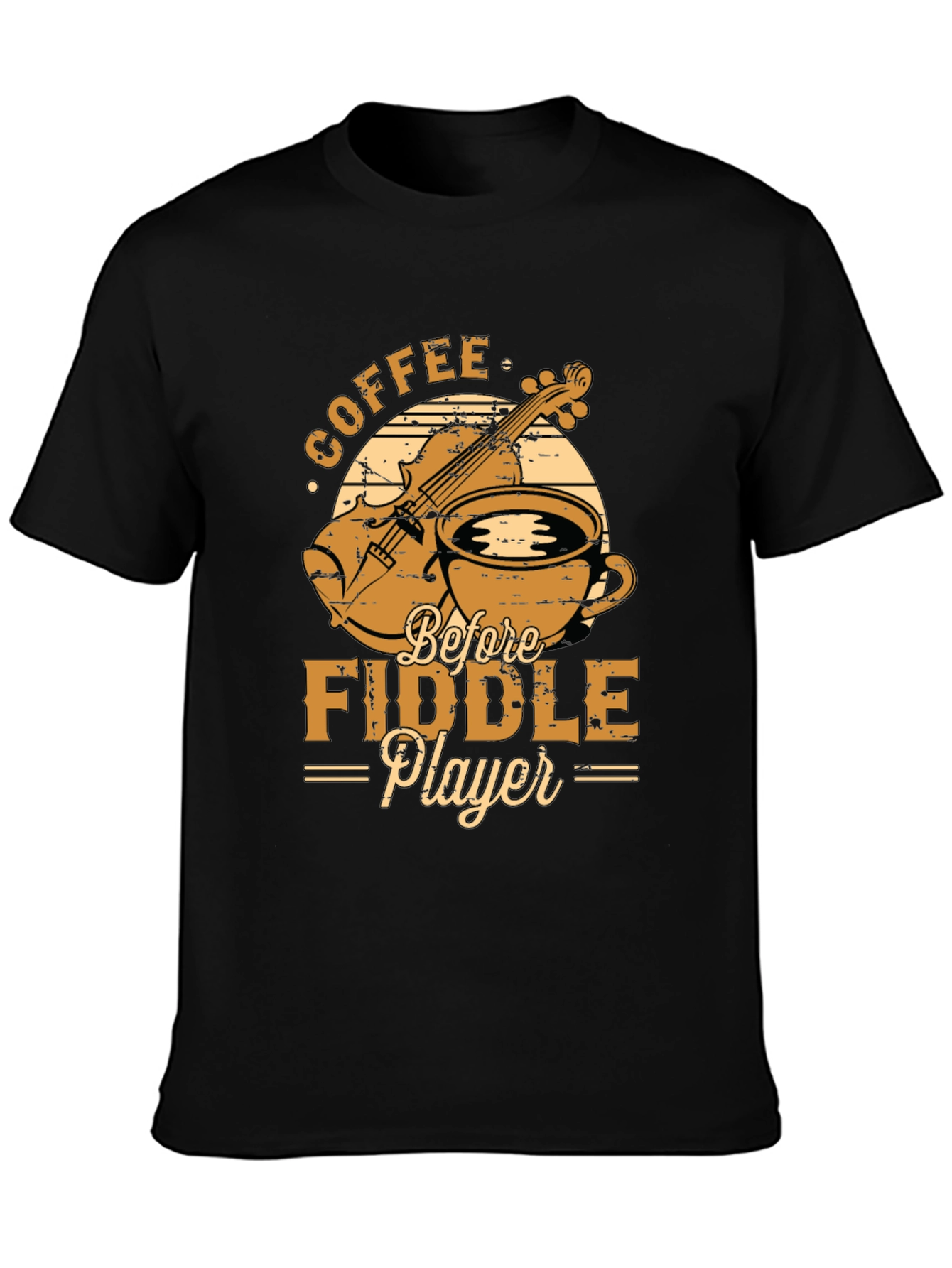 Coffee Before Fiddle Player Black T-Shirt