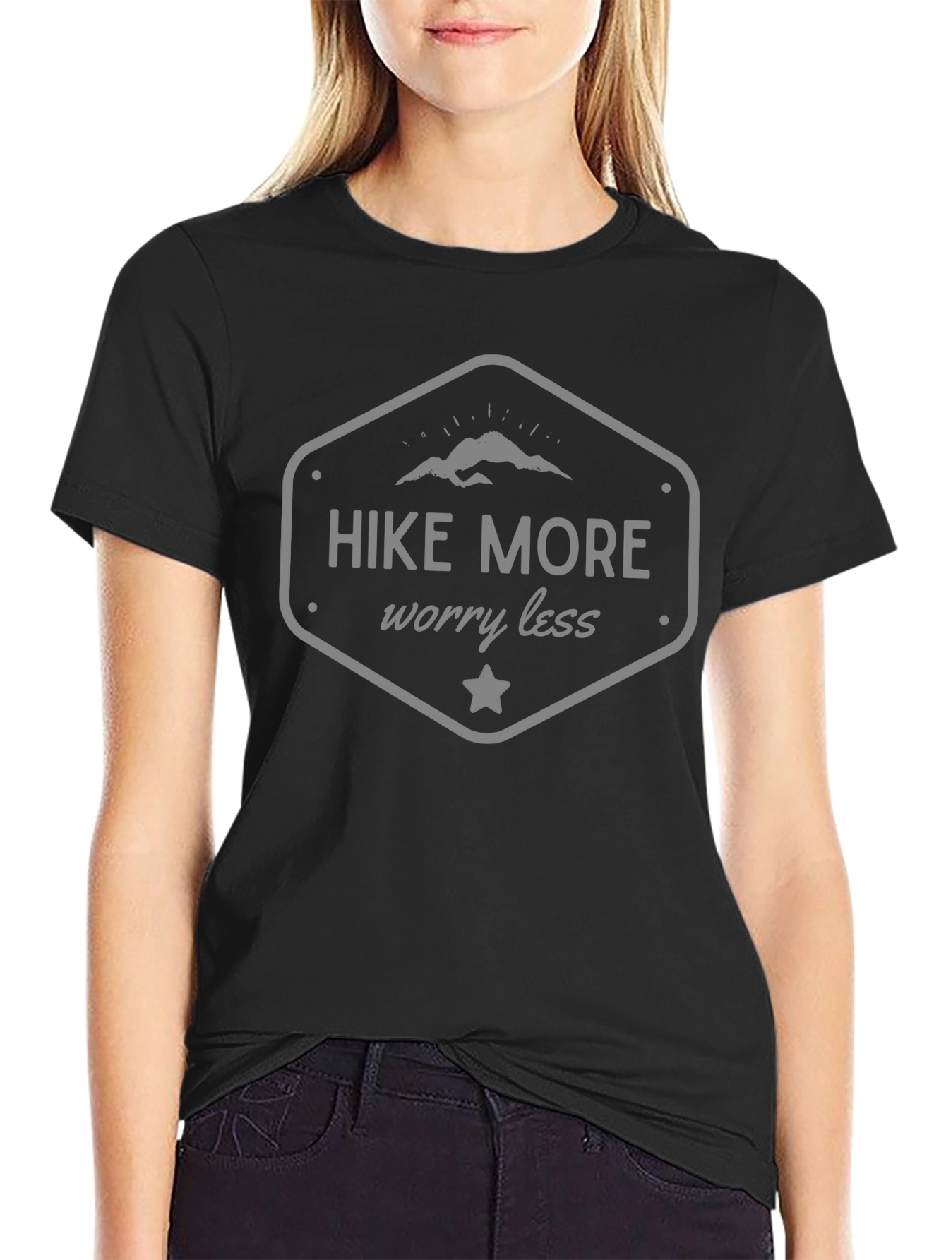 Hike More Worry Less Black Graphic Tee