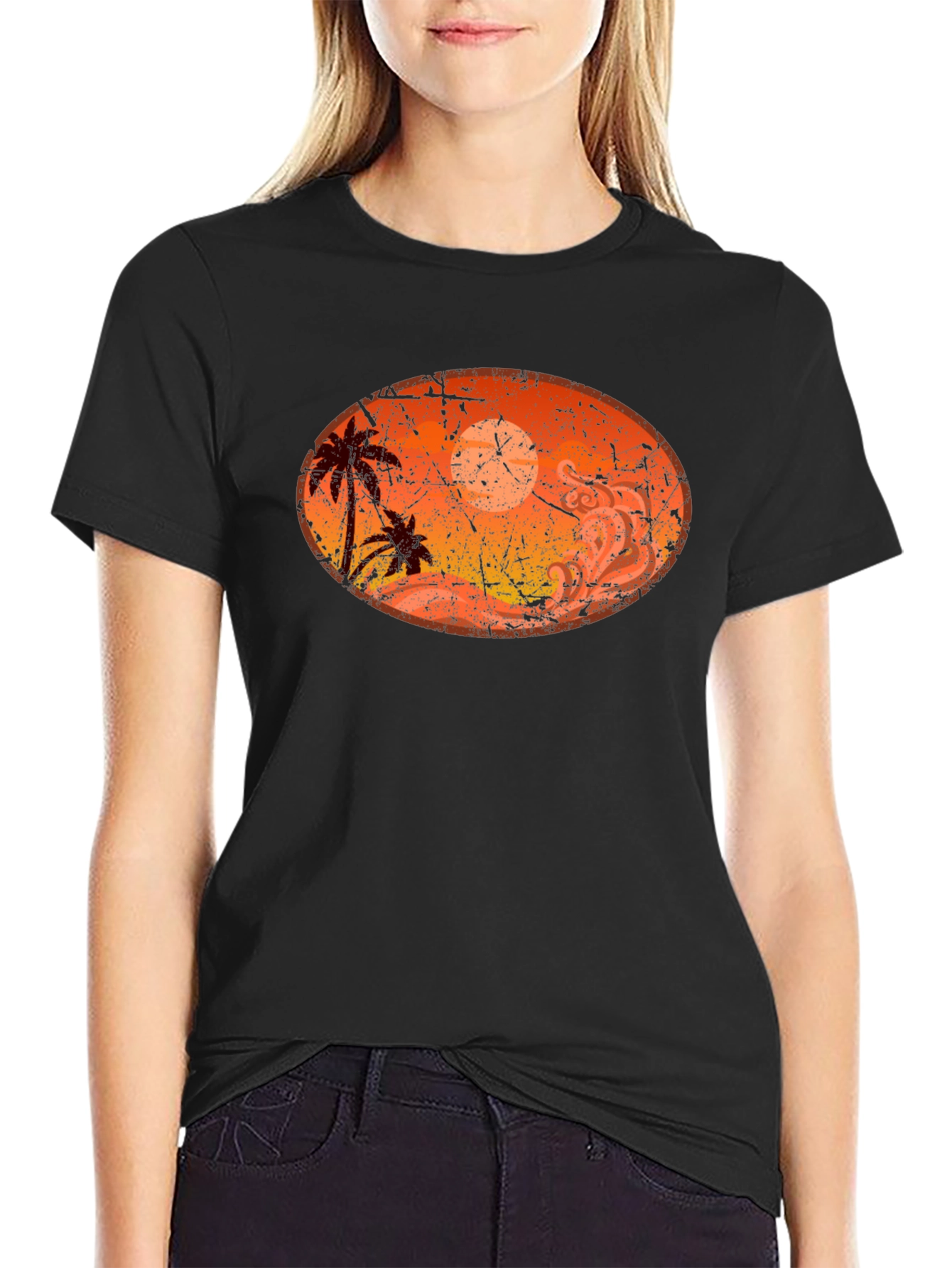Sunset Palm Tree Graphic T-Shirt