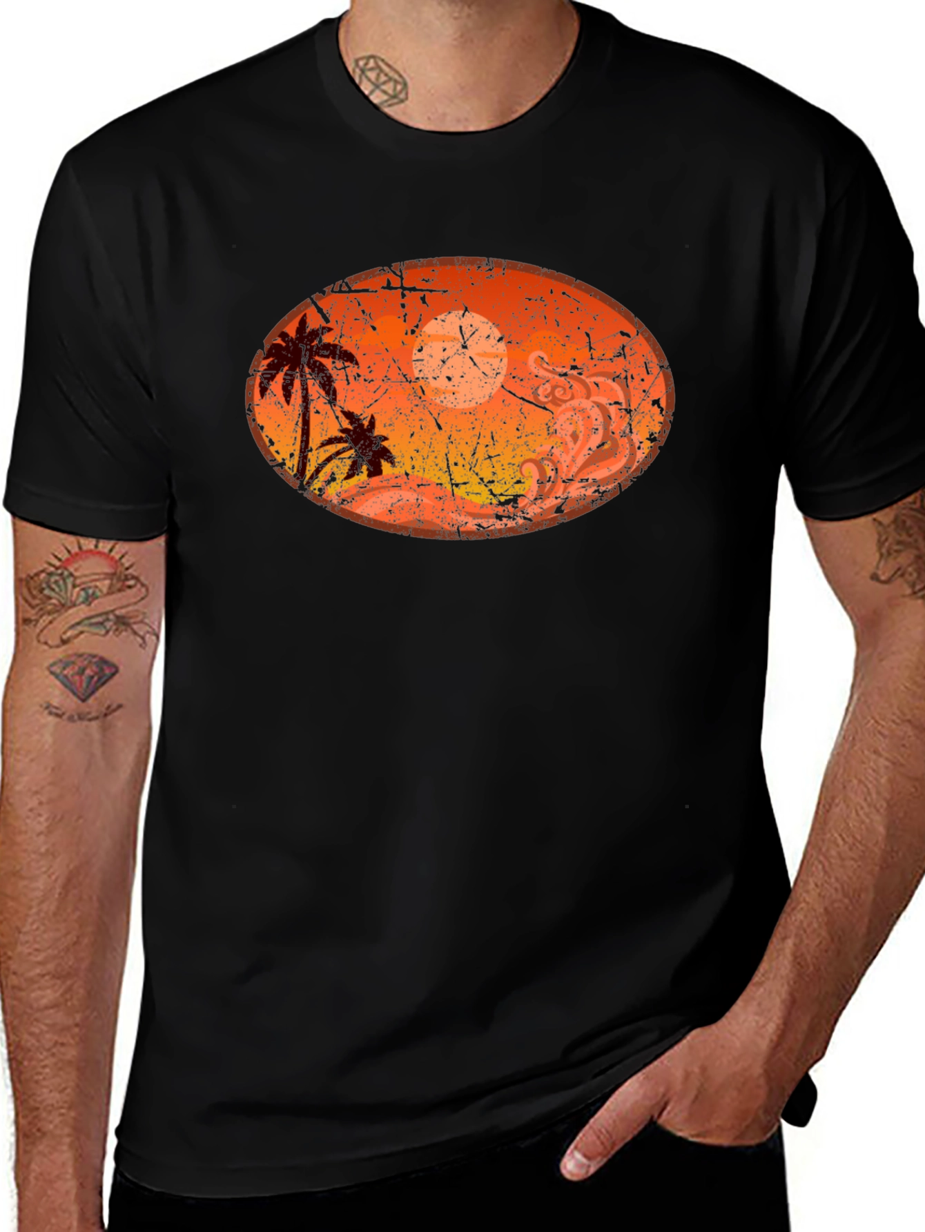 Sunset Palm Tree Graphic T-Shirt