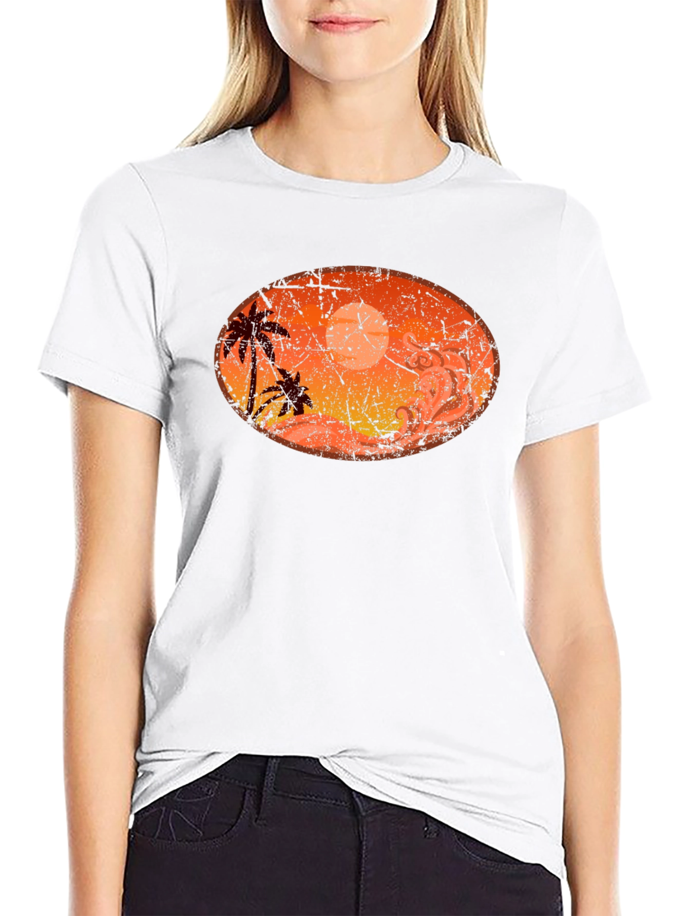 Sunset Palm Tree Graphic T-Shirt