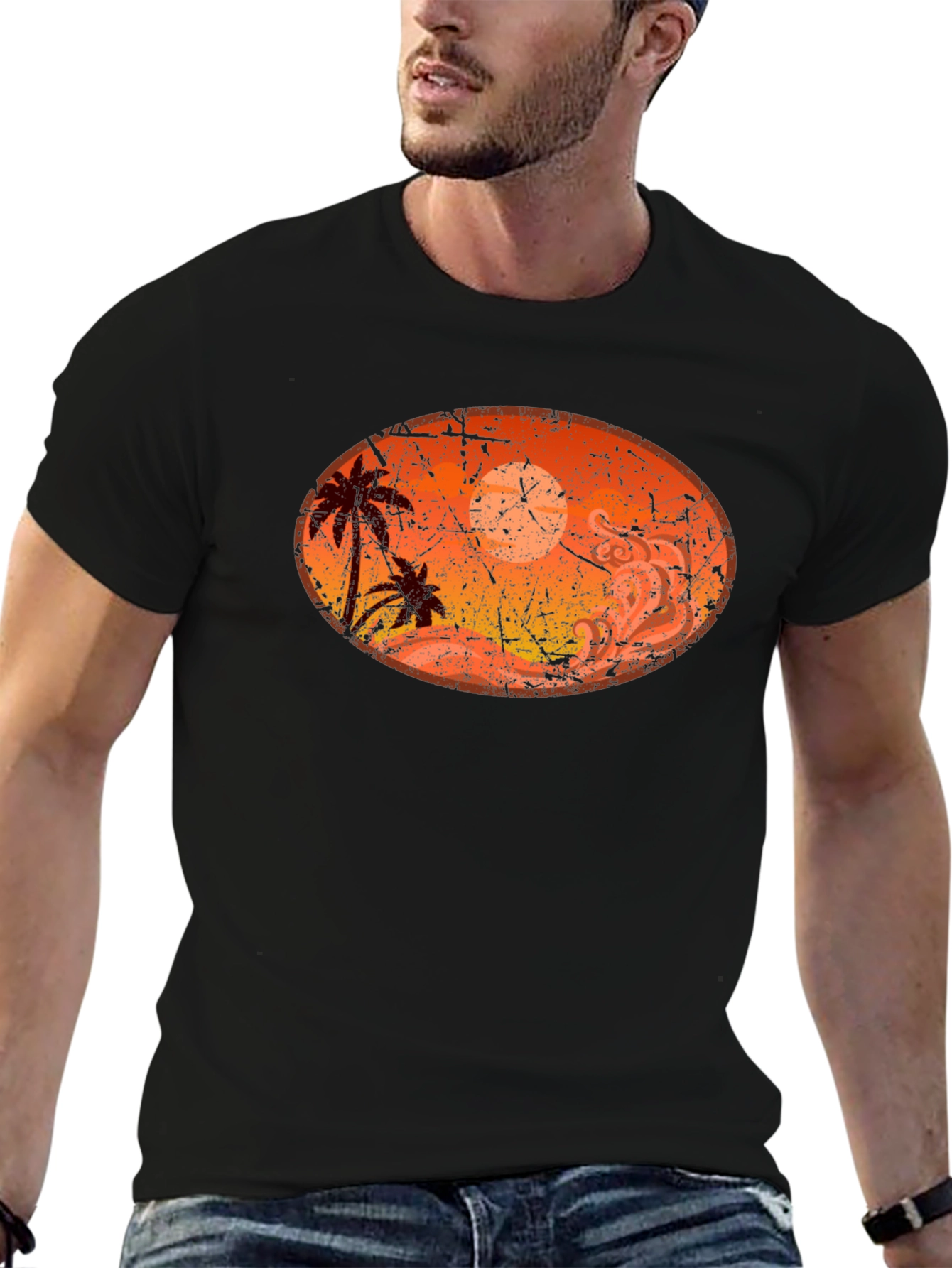 Sunset Palm Tree Graphic T-Shirt