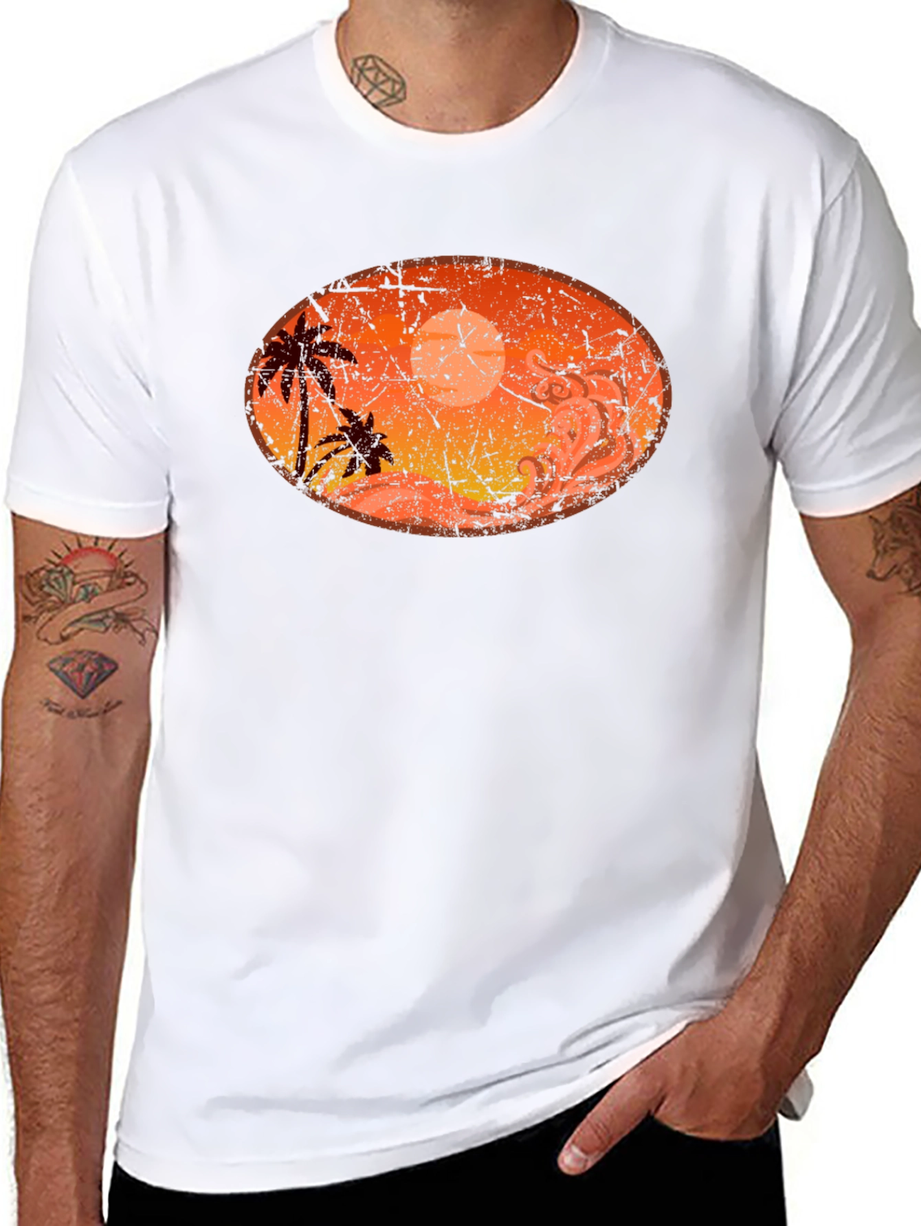 Sunset Palm Tree Graphic T-Shirt