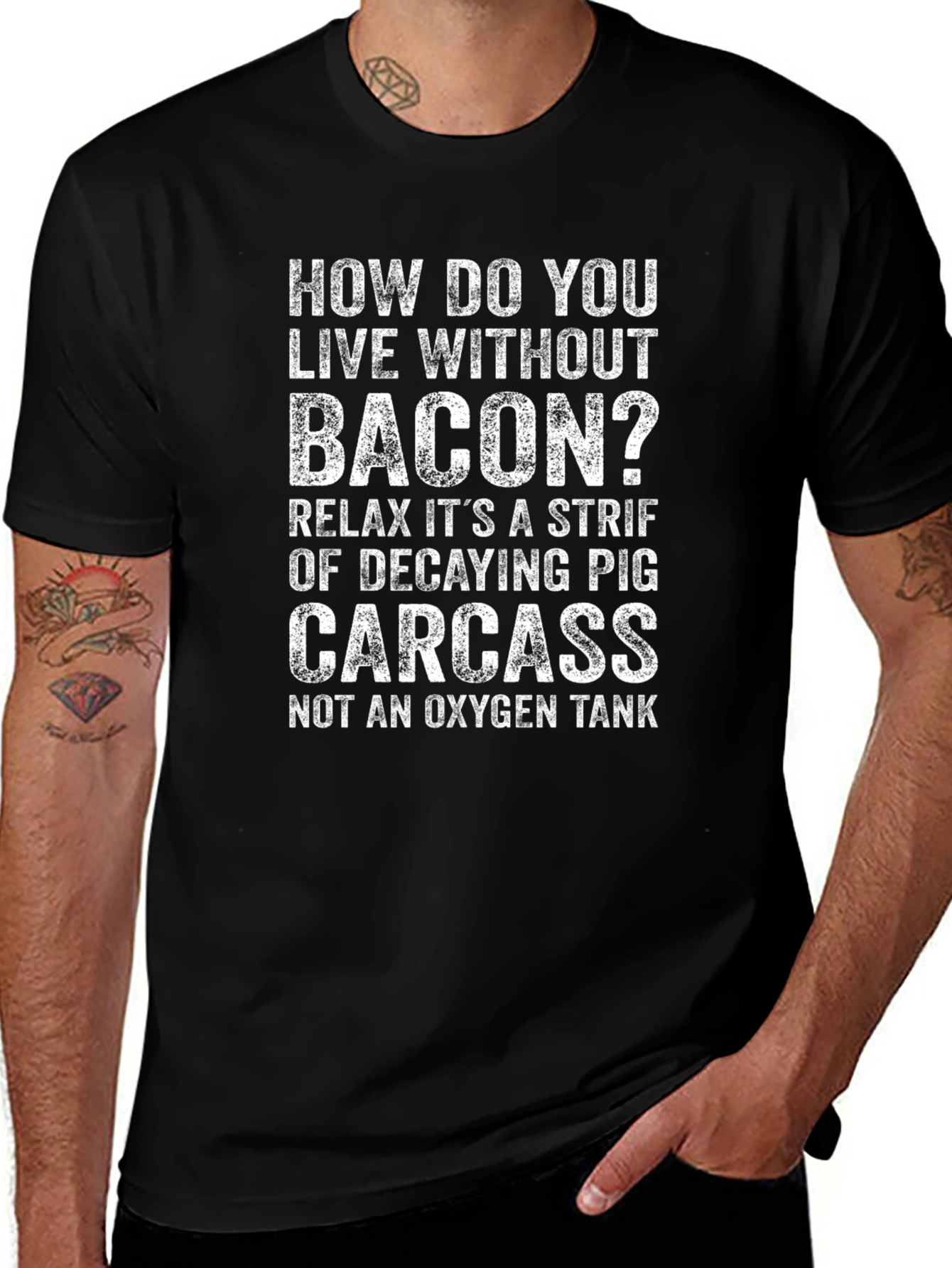 Funny Bacon Pig Carcass T-Shirt for Meat Lovers