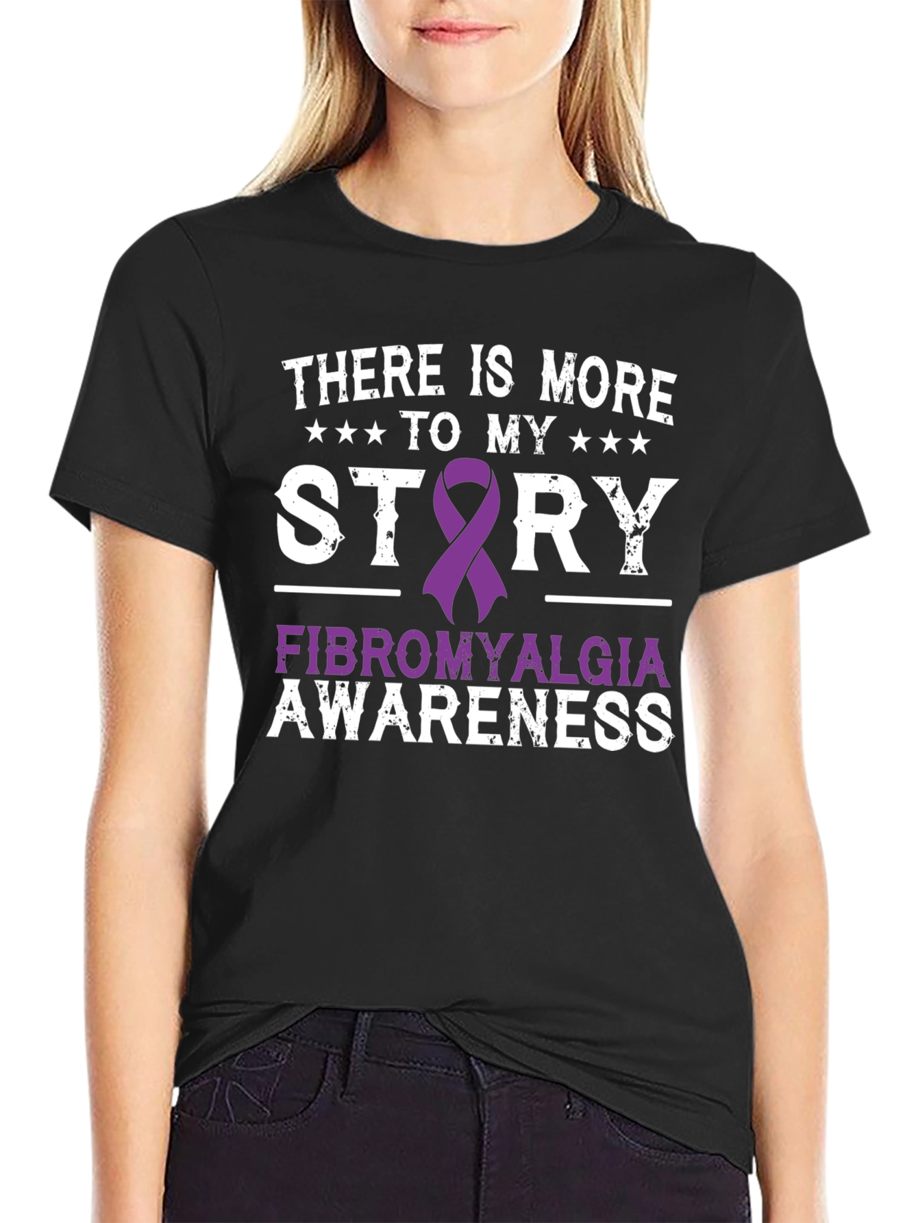 Fibromyalgia Awareness Ribbon Graphic T-Shirt