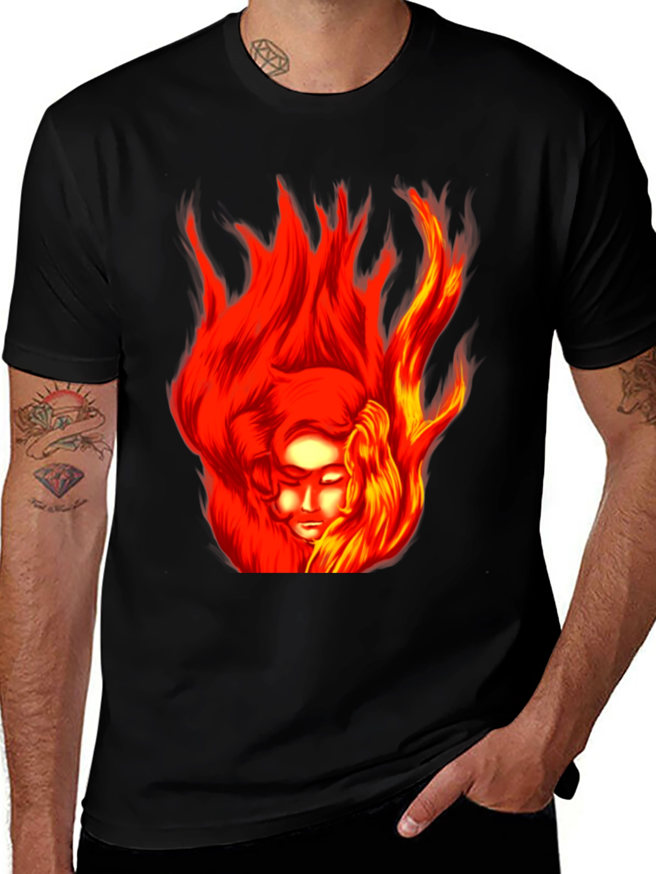 Fiery Portrait Graphic Tee - Unique Unisex Design