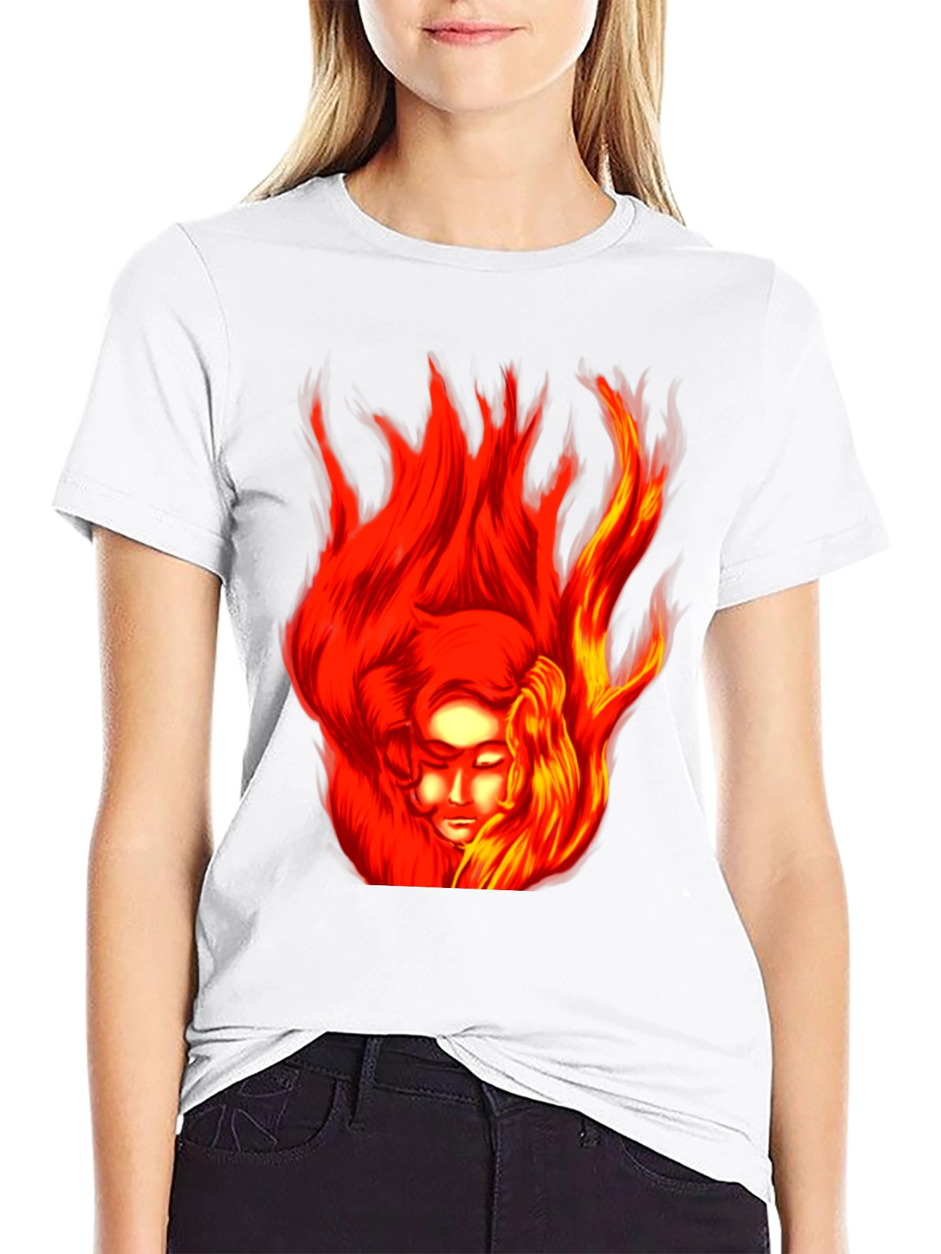 Fiery Portrait Graphic Tee - Unique Unisex Design