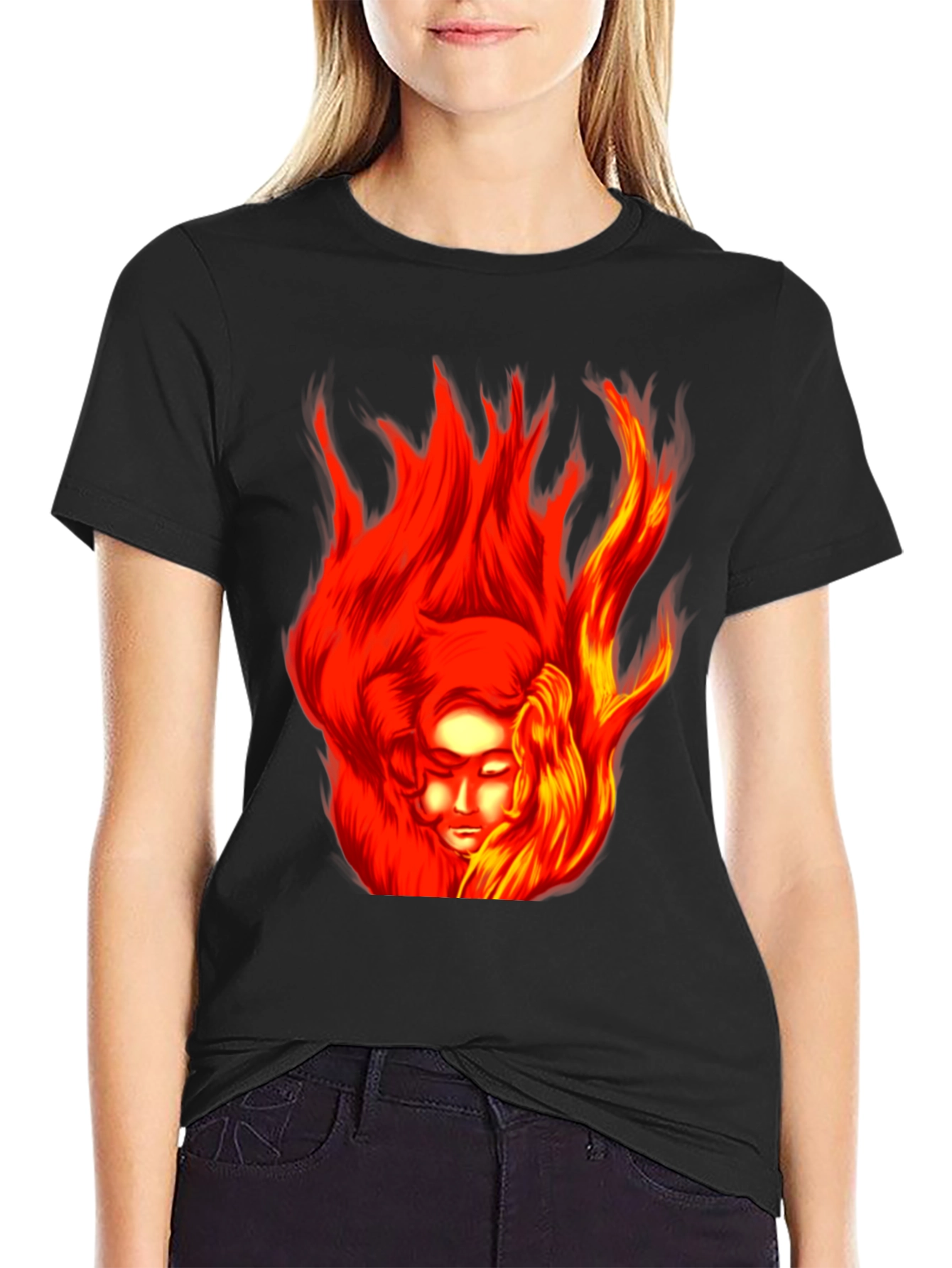 Fiery Portrait Graphic Tee - Unique Unisex Design