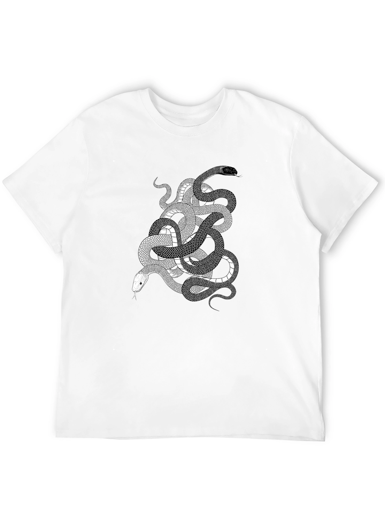 Snake Print Graphic Tee - Black Cotton T-Shirt