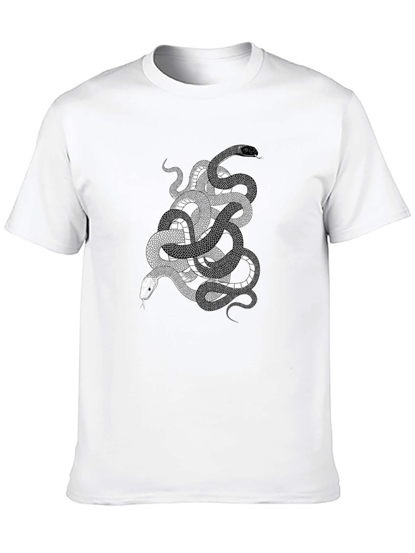 Snake Print Graphic Tee - Black Cotton T-Shirt