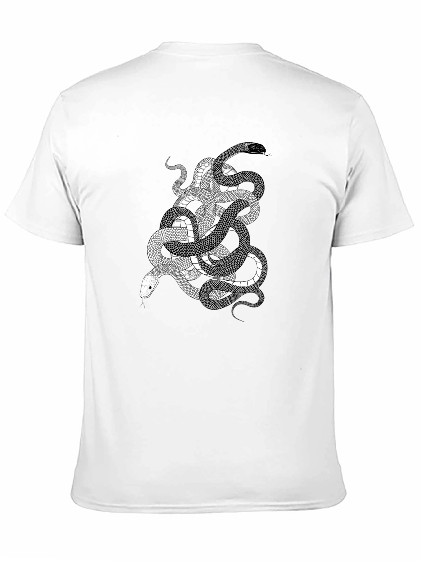 Snake Print Graphic Tee - Black Cotton T-Shirt
