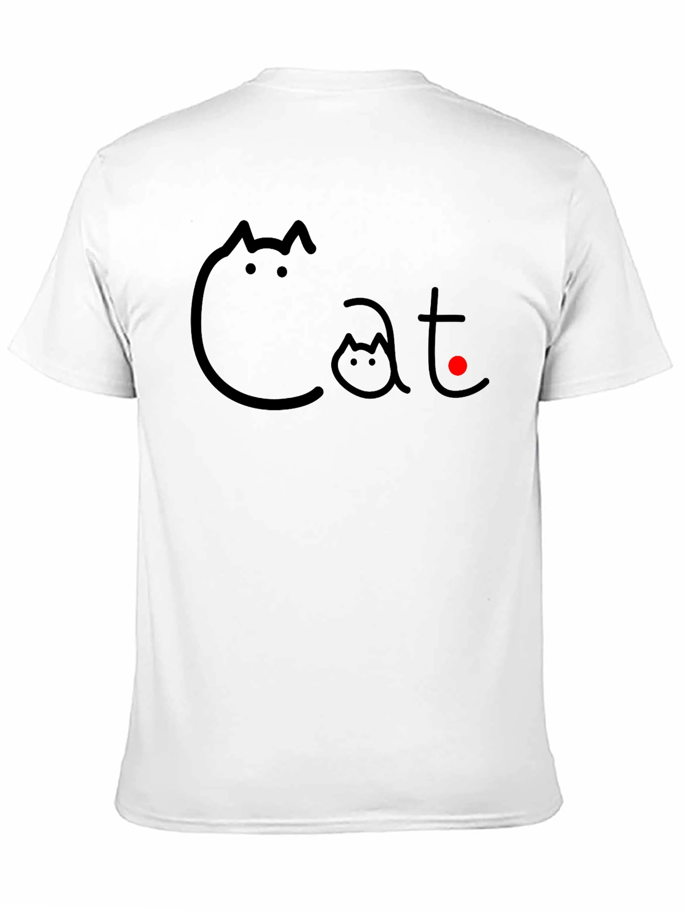 Cat Graphic T-Shirt - Black Crew Neck Tee