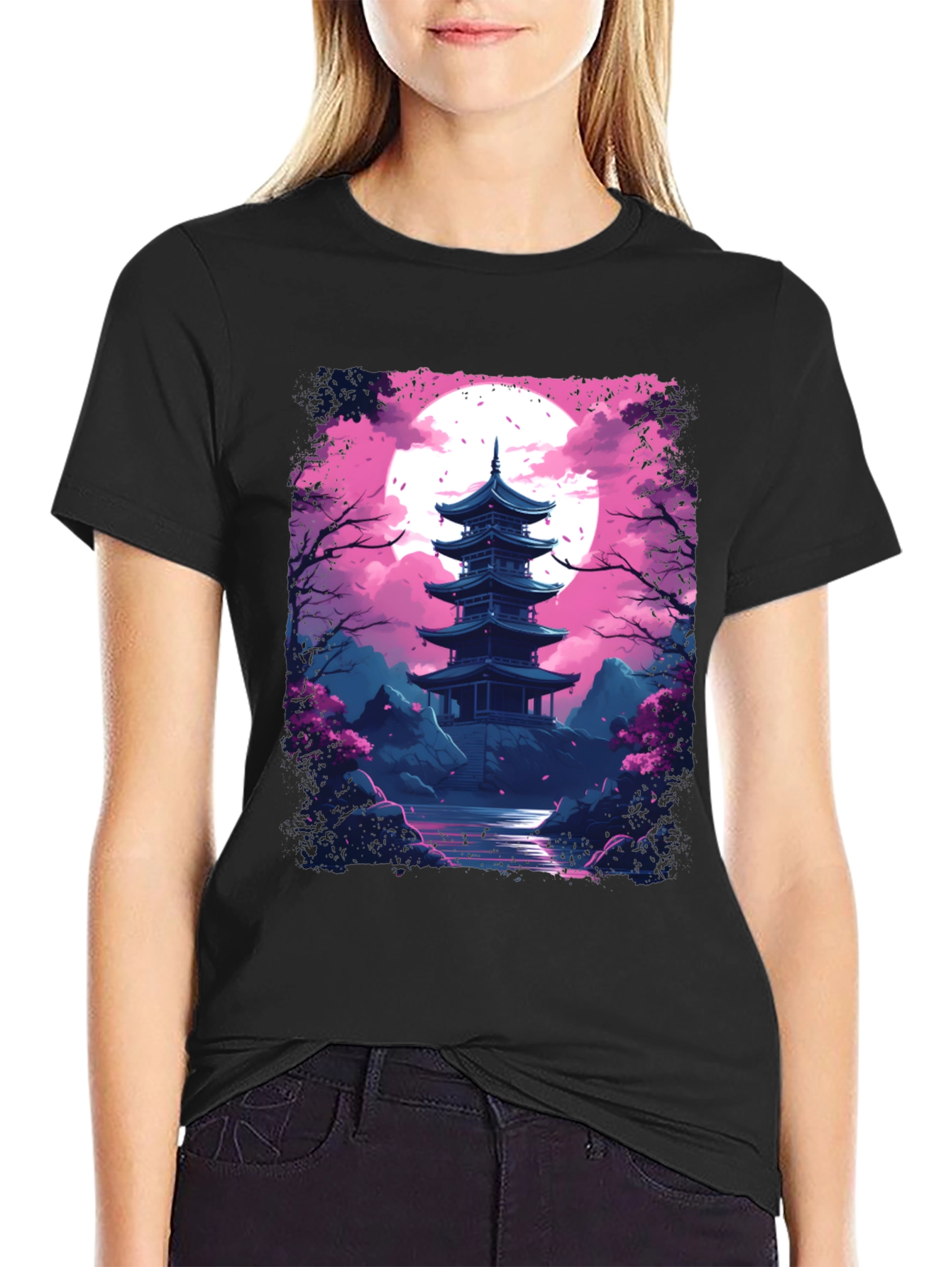 Japanese Pagoda T-Shirt - Artistic Graphic Tee