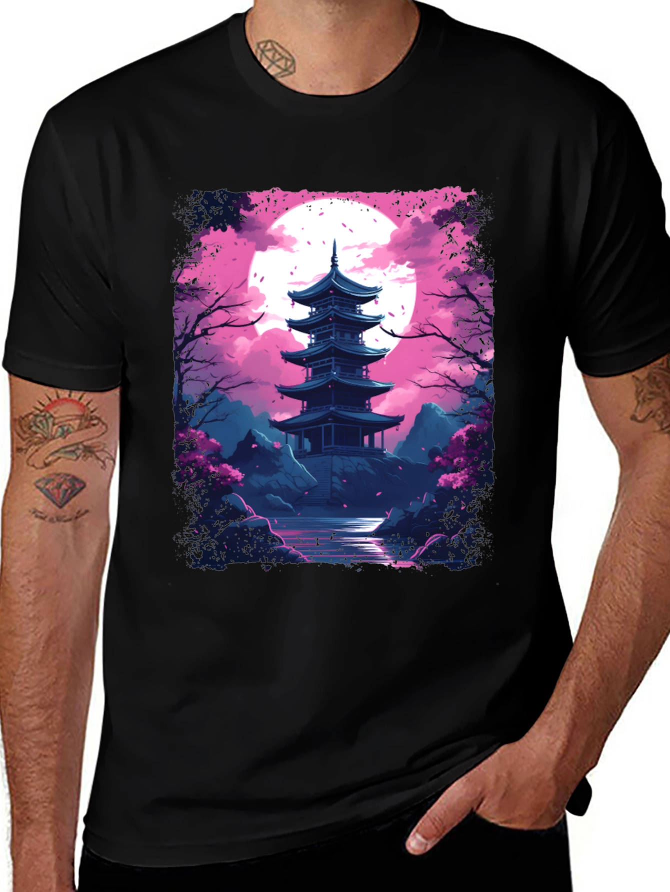 Japanese Pagoda T-Shirt - Artistic Graphic Tee
