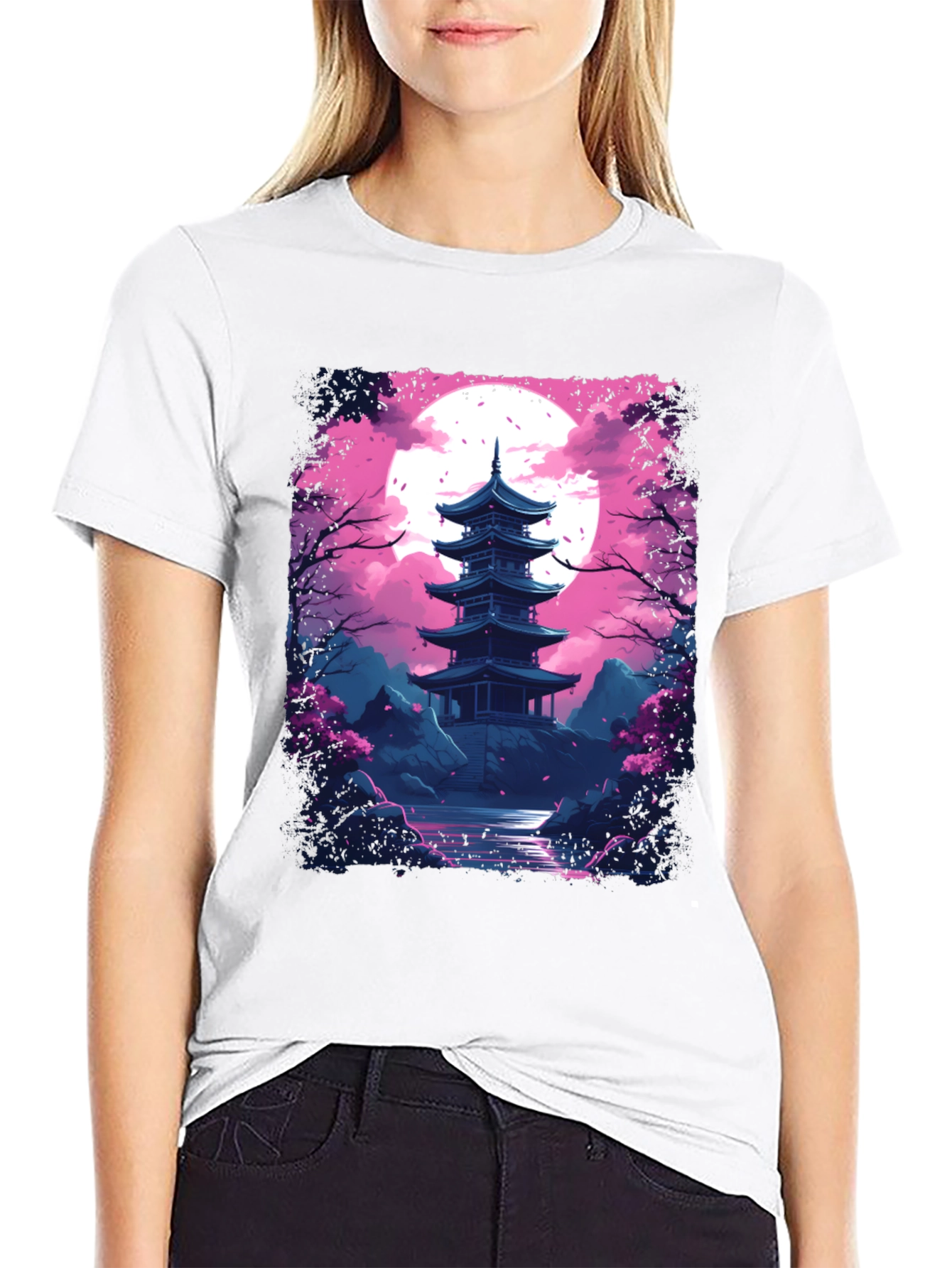 Japanese Pagoda T-Shirt - Artistic Graphic Tee