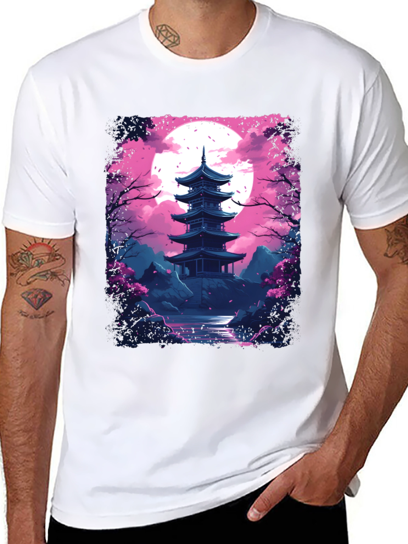 Japanese Pagoda T-Shirt - Artistic Graphic Tee