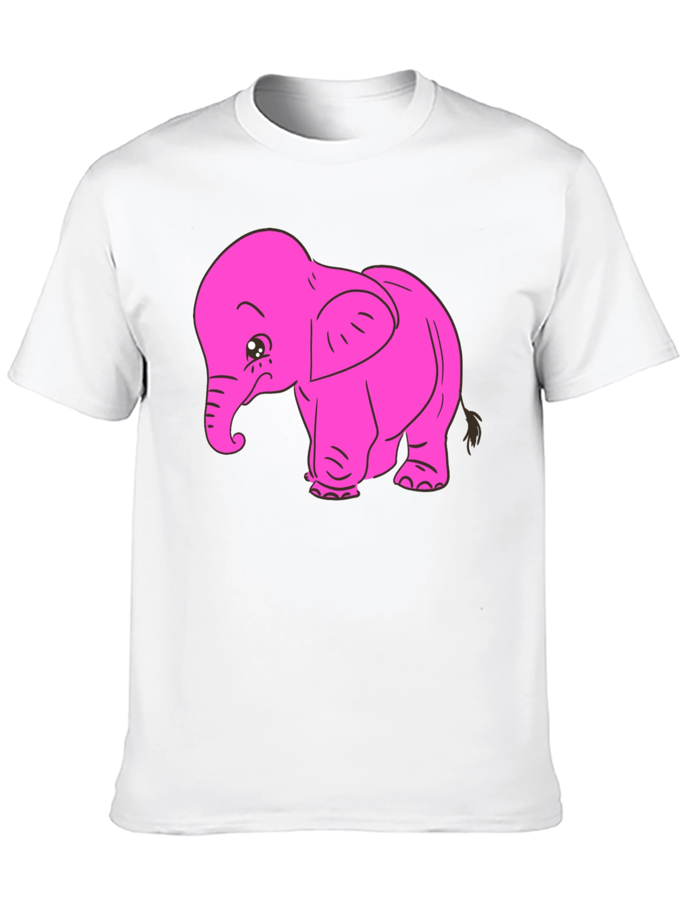 Pink Elephant Graphic Tee - Black Cotton T-Shirt
