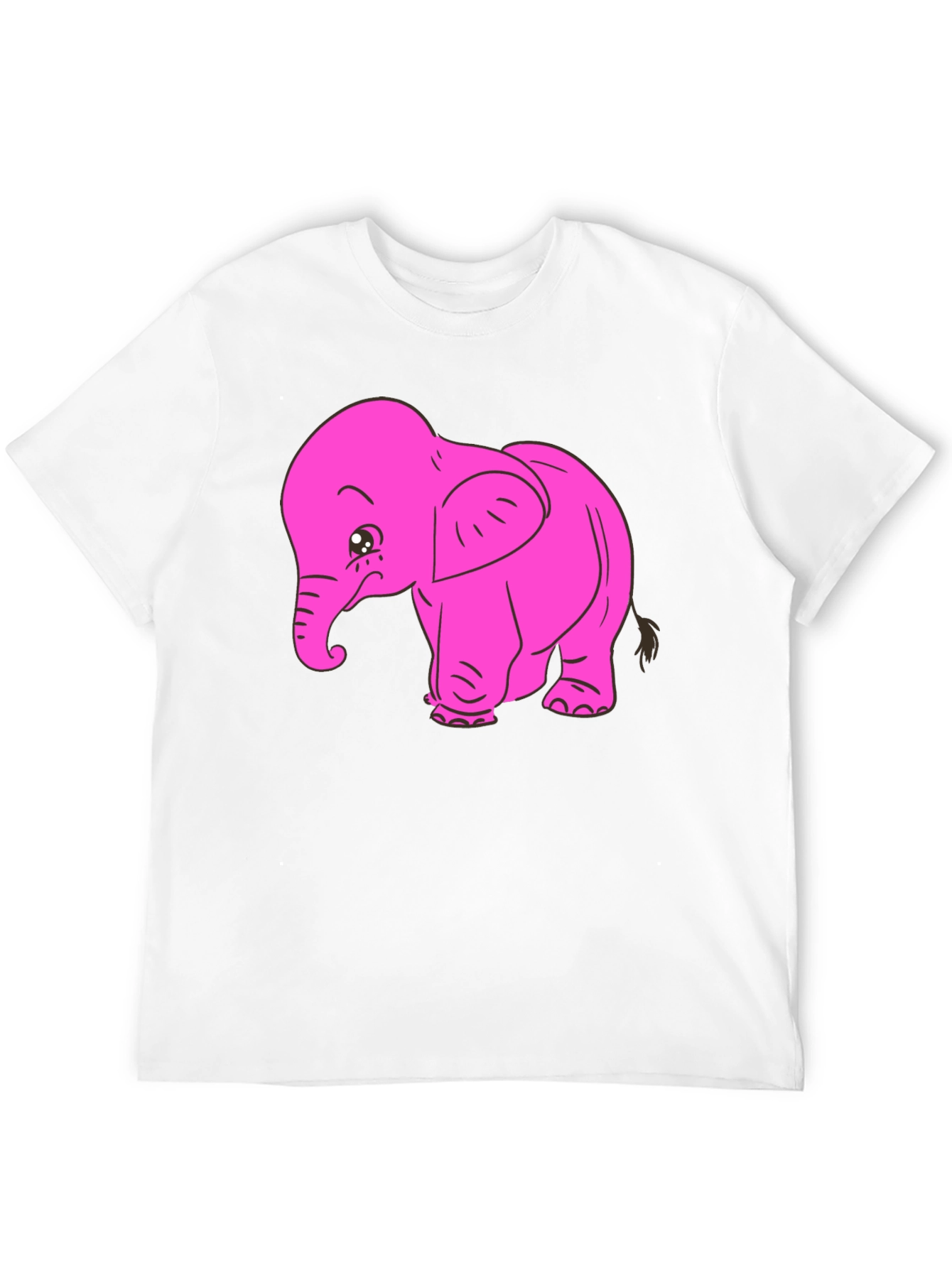 Pink Elephant Graphic Tee - Black Cotton T-Shirt