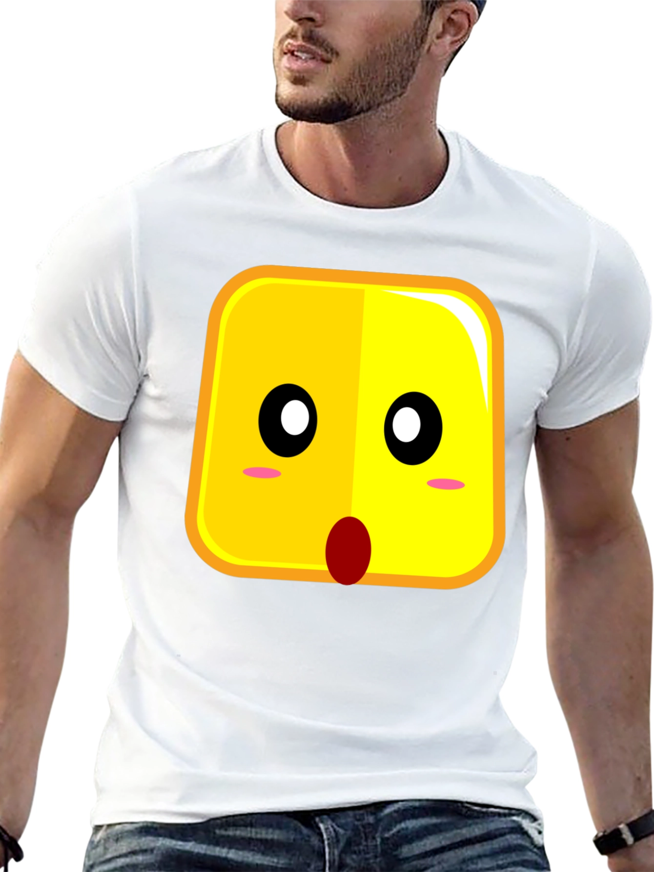 Surprised Emoji Black Cotton T-Shirt