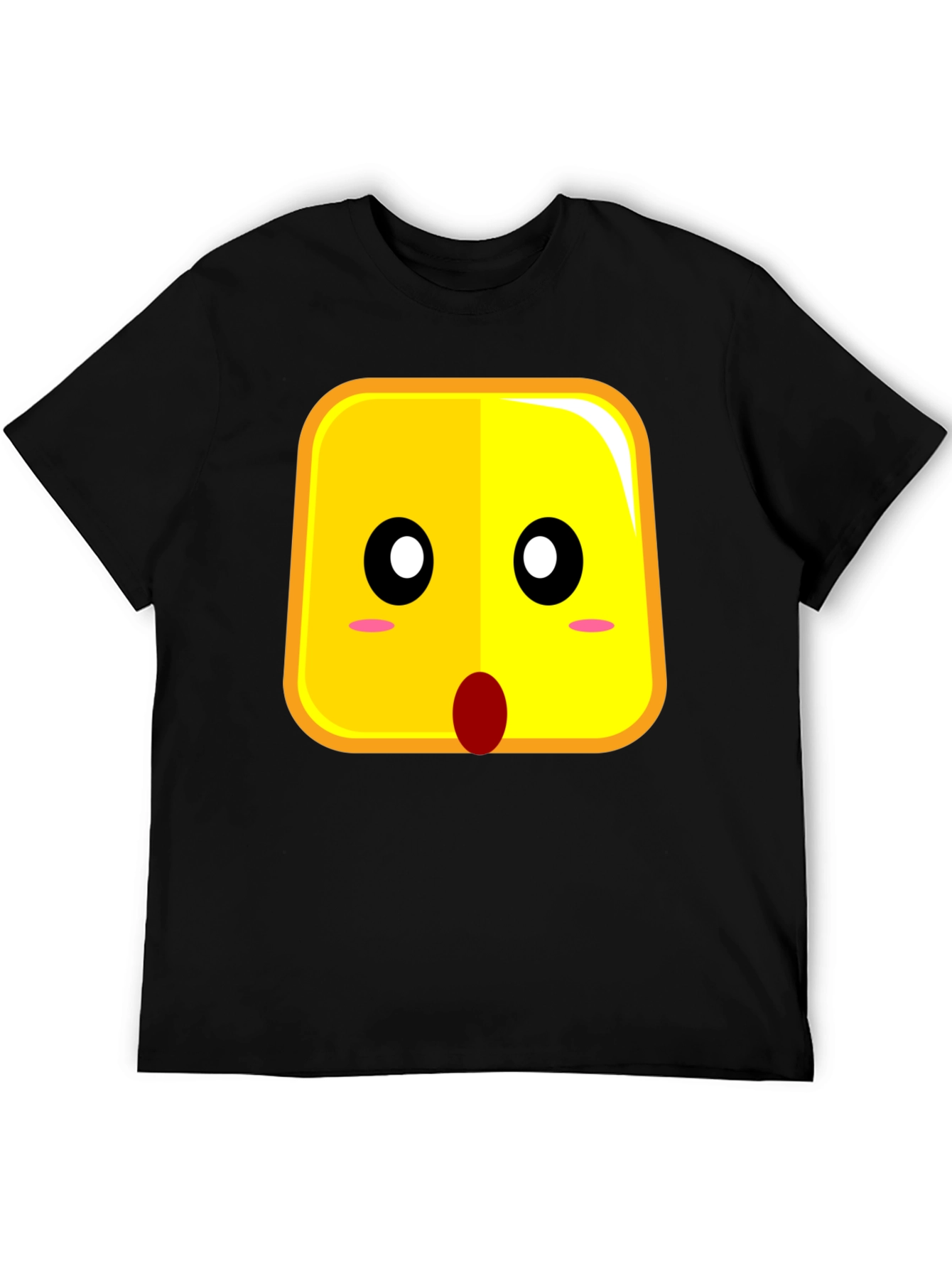 Surprised Emoji Black Cotton T-Shirt