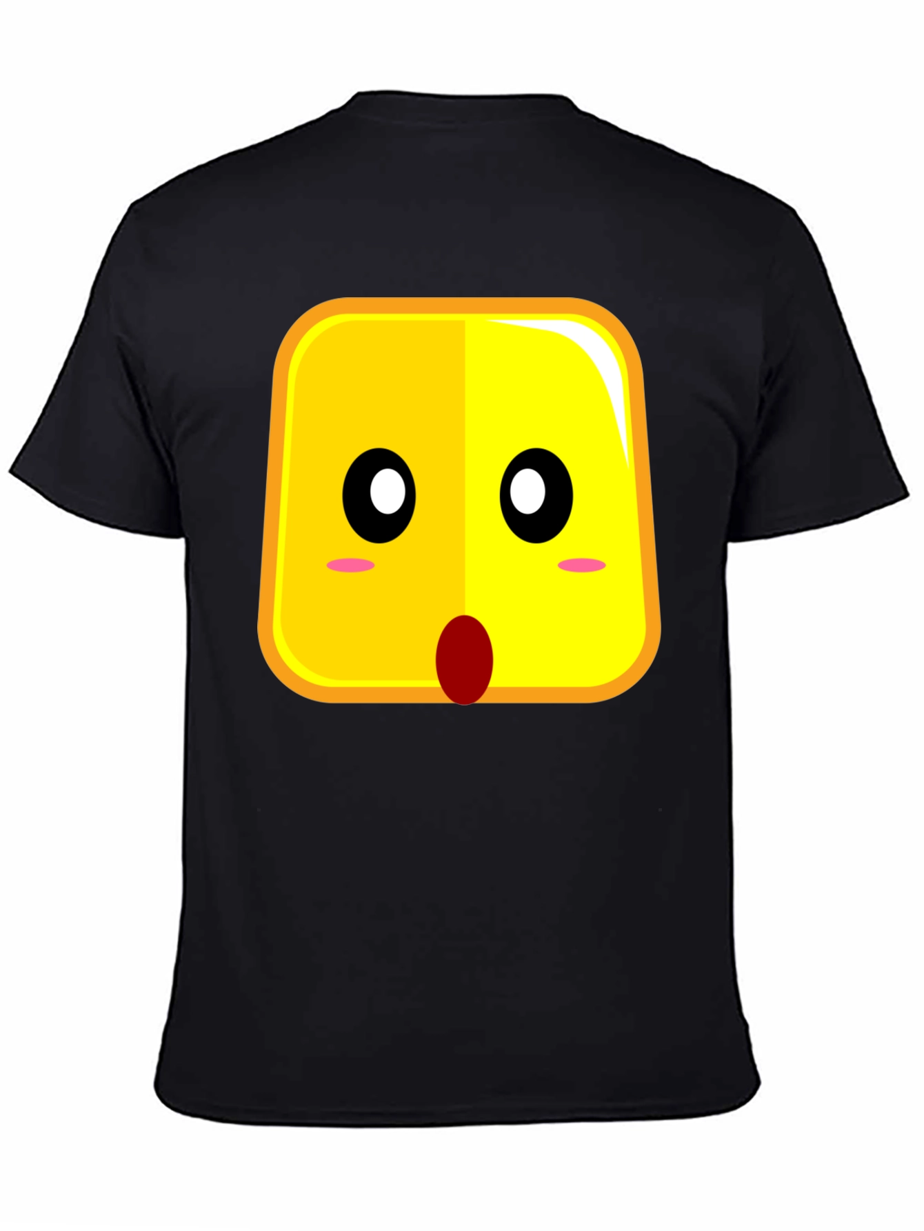 Surprised Emoji Black Cotton T-Shirt